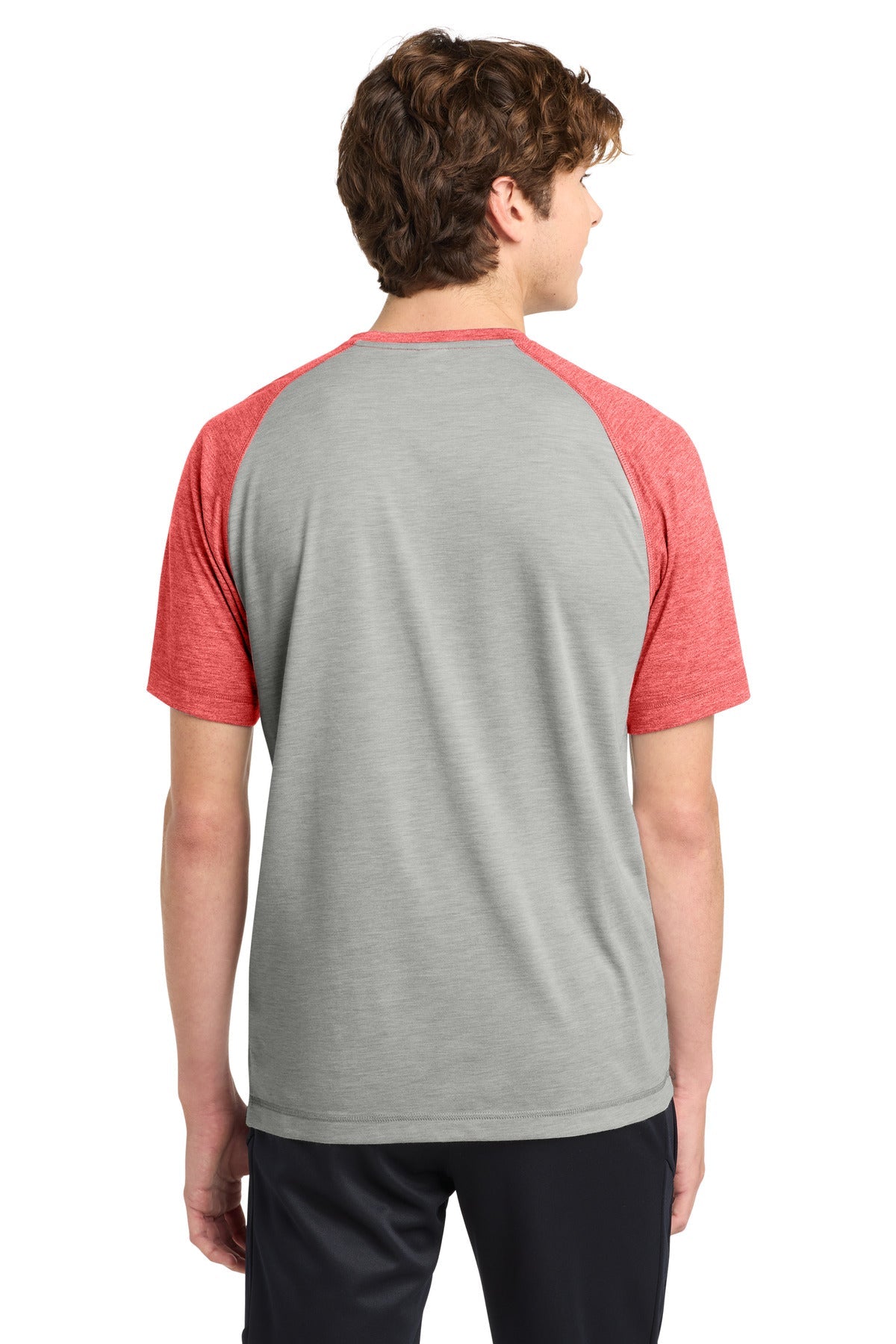 Tr Red Hth/LGH Sport-Tek PosiCharge Tri-Blend Wicking Raglan Tee. ST400