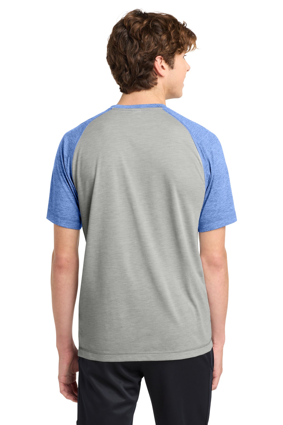 Tr Royl He/LGH Sport-Tek PosiCharge Tri-Blend Wicking Raglan Tee. ST400