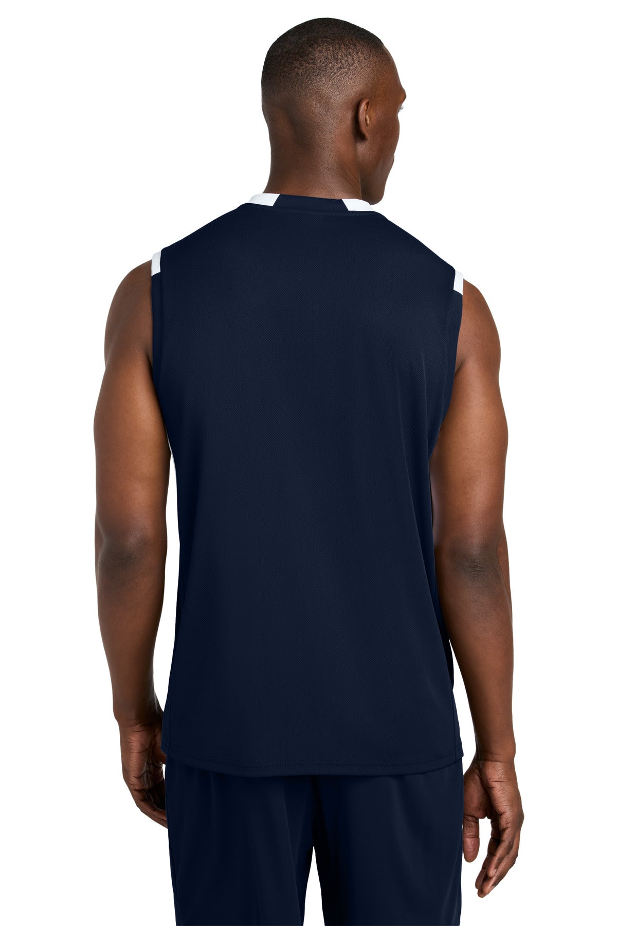 TrNv/White Sport-Tek Club Sleeveless V-Neck ST441