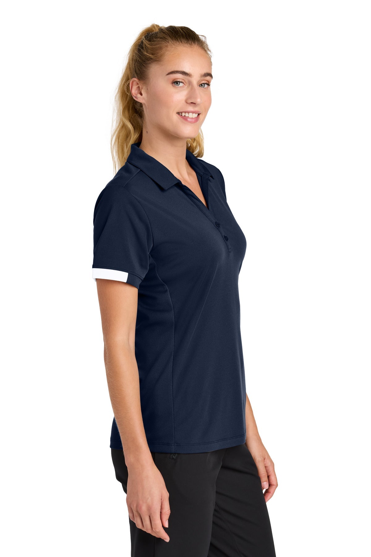 TrNv/White Sport-Tek Women's Club Colorblock Polo LST444