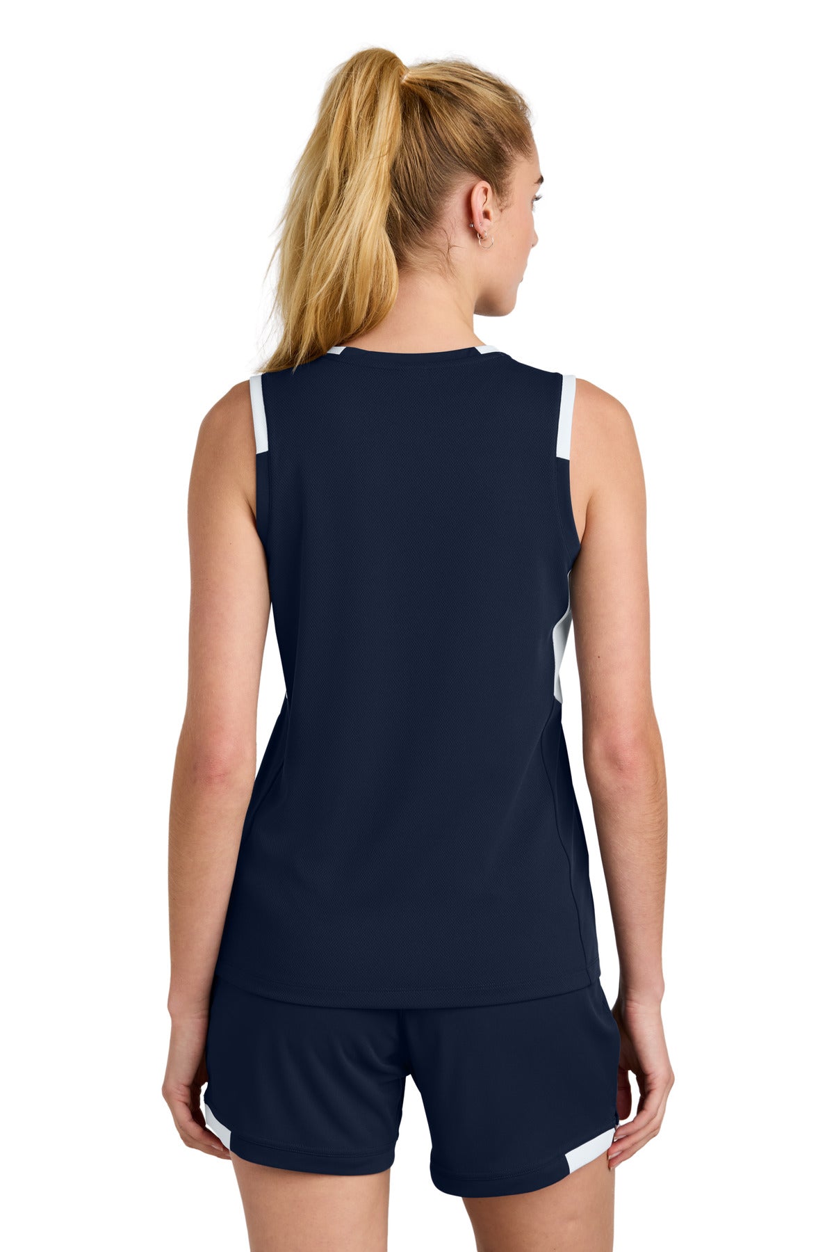 TrNv/White Sport-Tek Women's Club Sleeveless V-Neck LST441