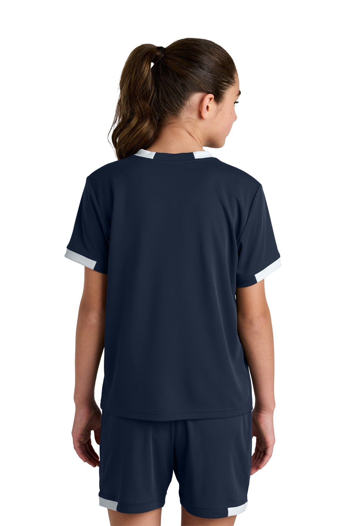 TrNv/White Sport-Tek Youth Club Short Sleeve Crew YST440