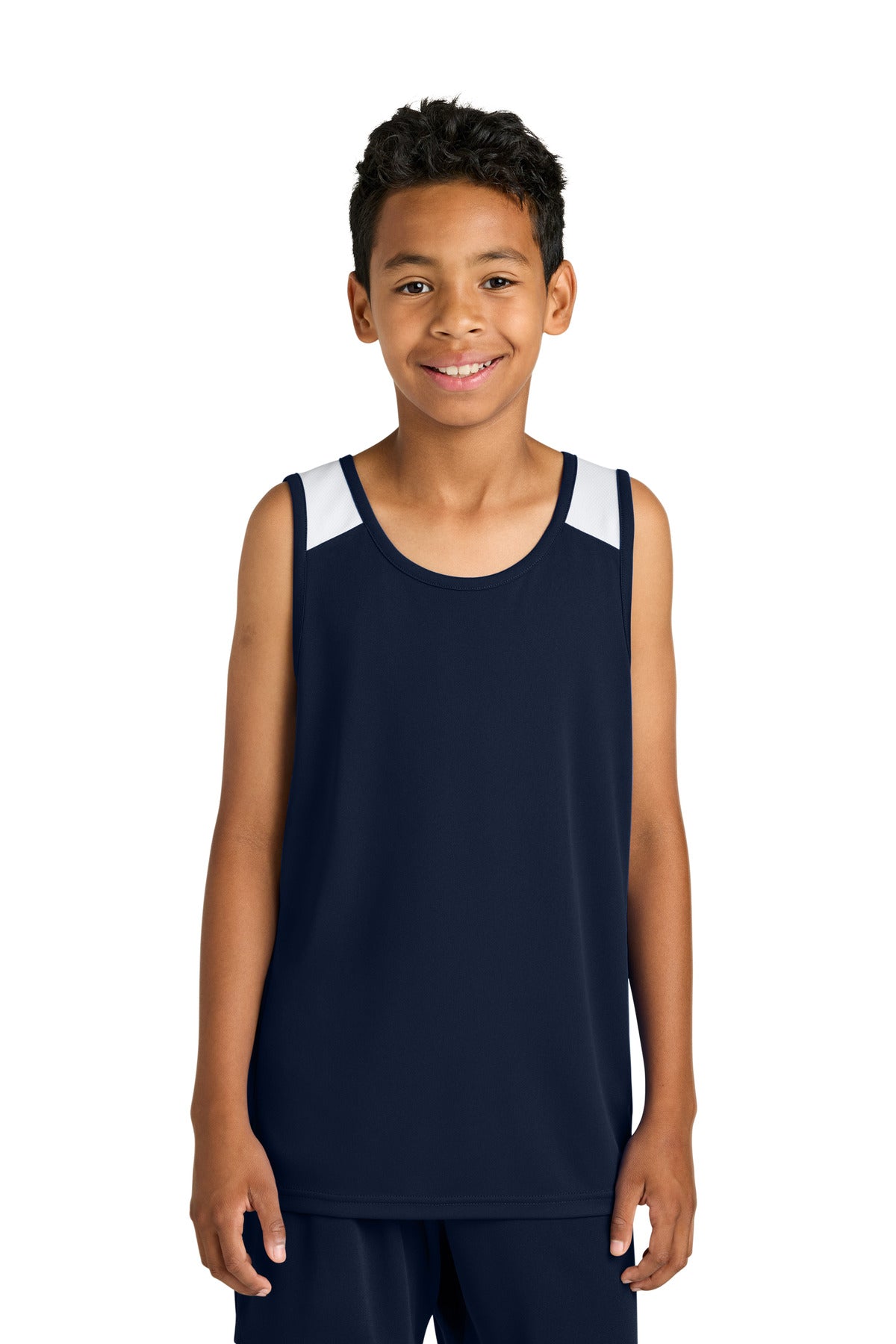 TrNv/White Sport-Tek Youth Club Track Tank YST446