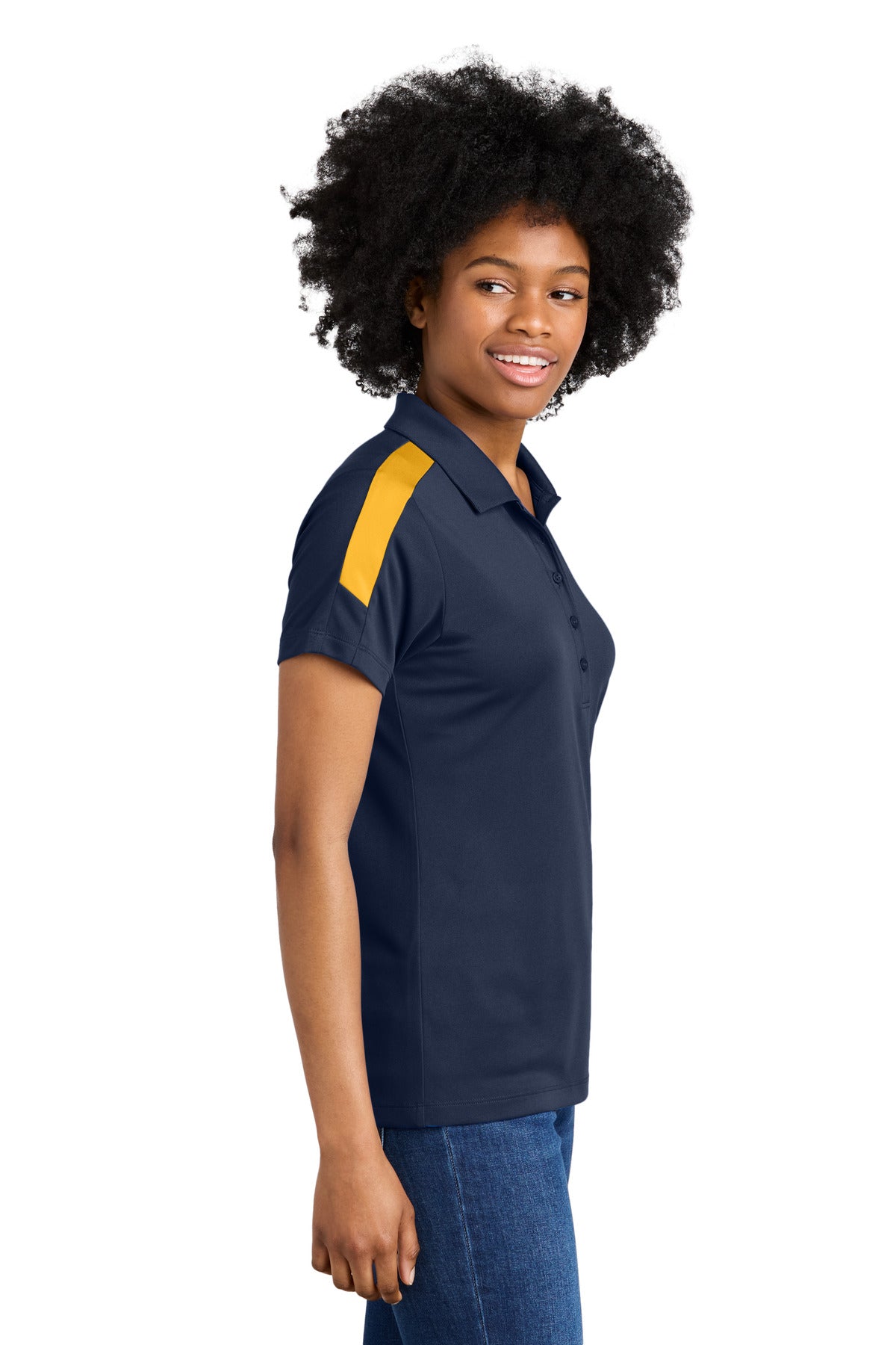 TrNvy/Gold Sport-Tek Women's Competitor United Polo LST104
