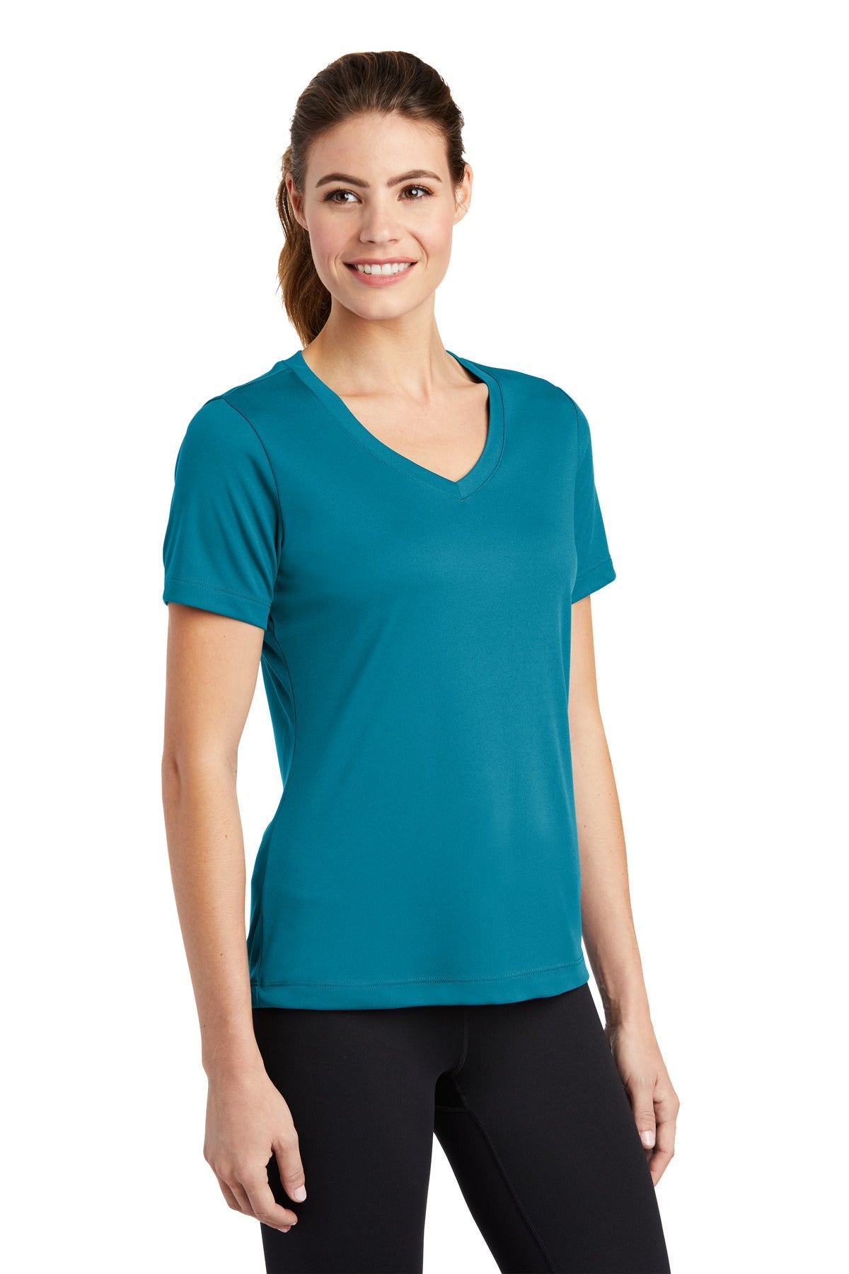 Tropic Blue Sport-Tek Women's PosiCharge Competitor V-Neck Tee. LST353