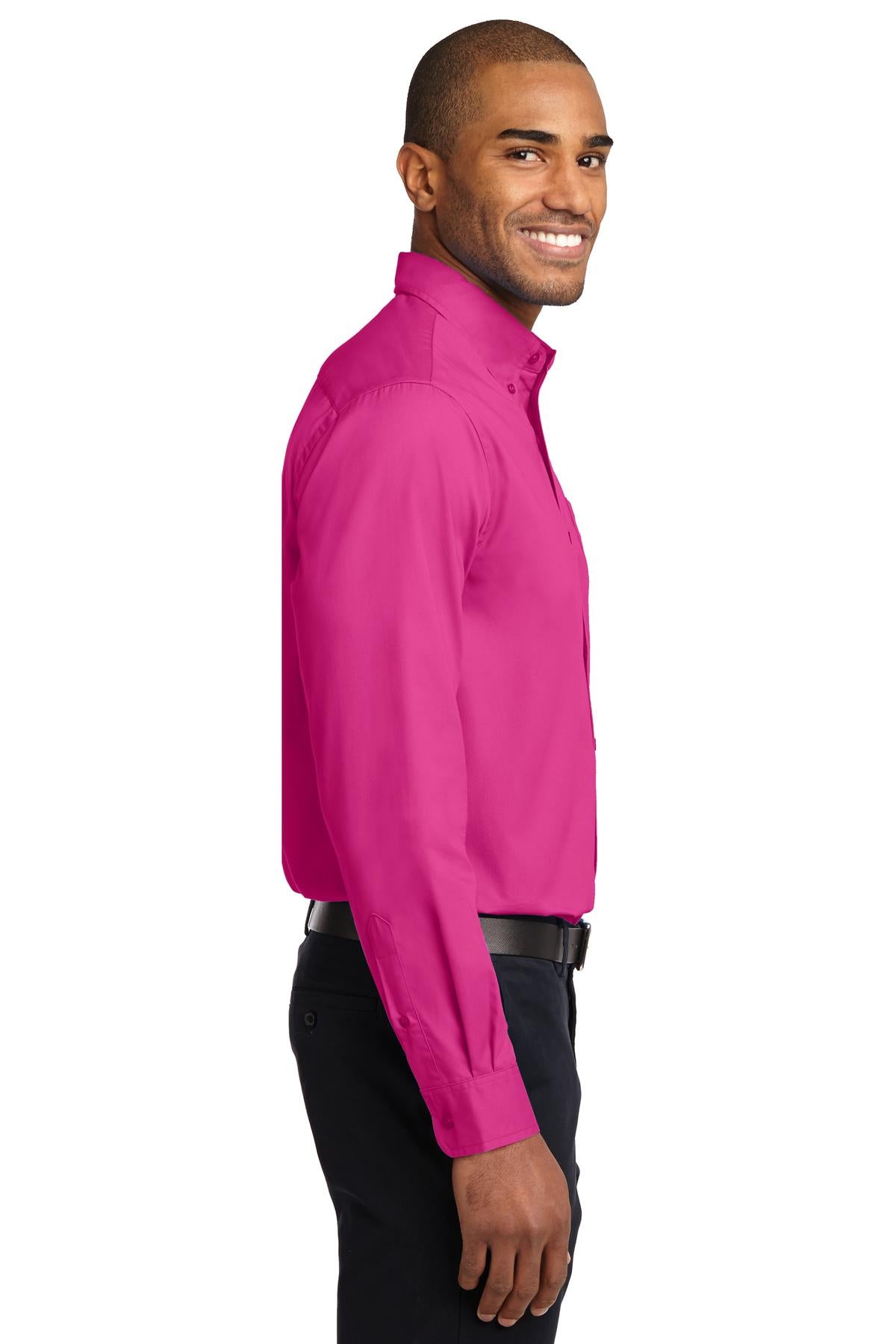 Tropical Pink Port Authority Long Sleeve Easy Care Shirt S608