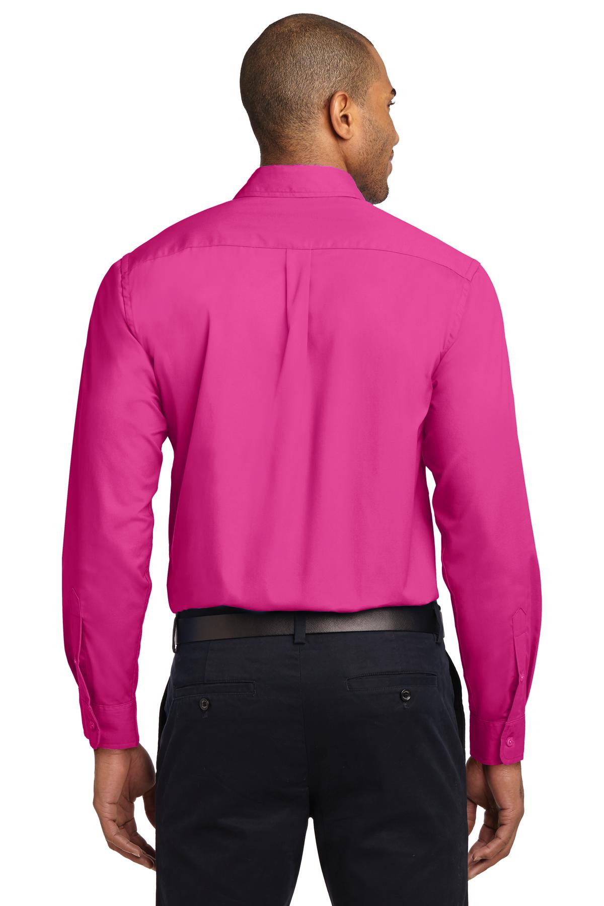 Tropical Pink Port Authority Long Sleeve Easy Care Shirt S608
