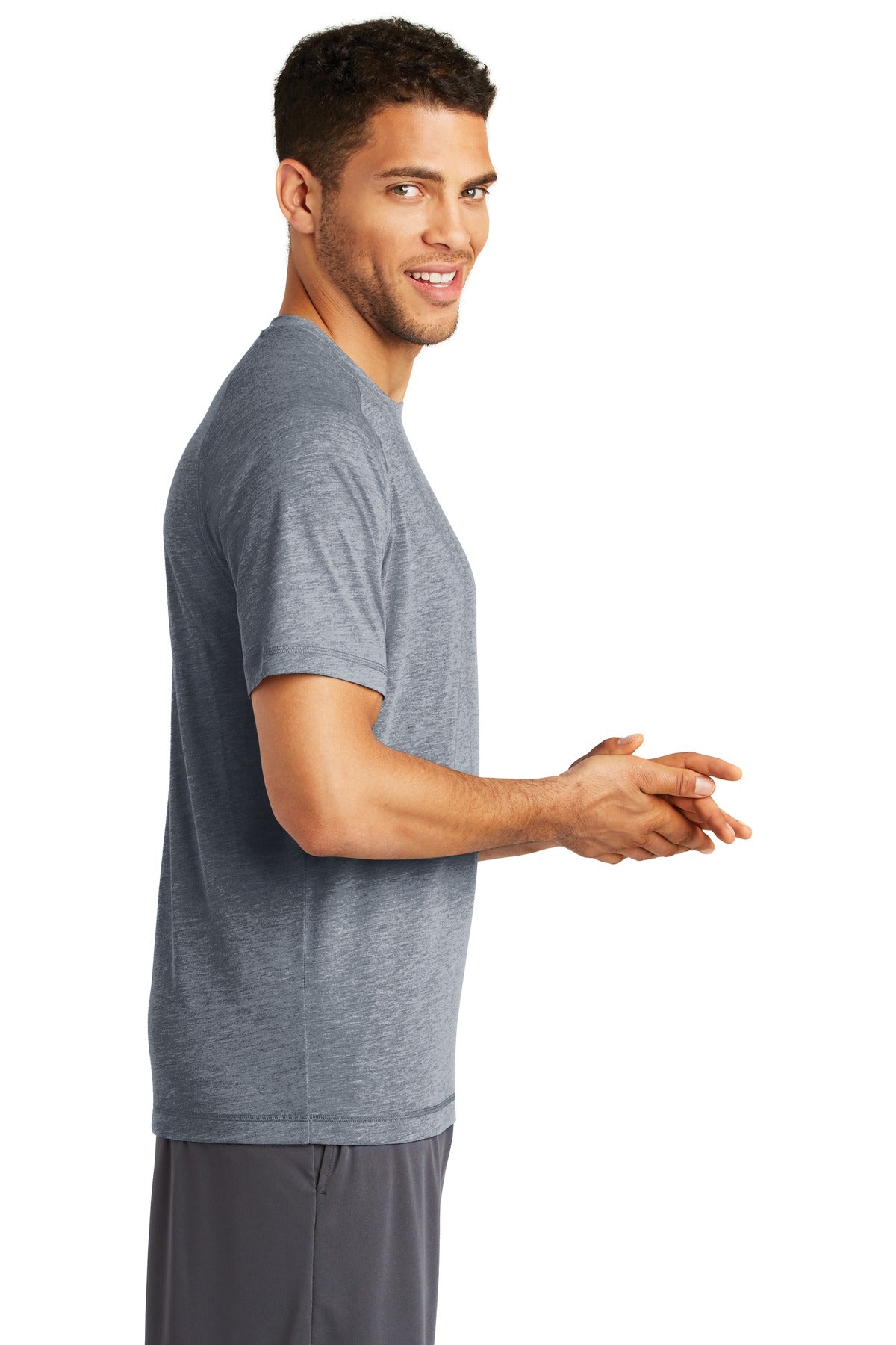 True Navy Hthr Sport-Tek PosiCharge Tri-Blend Wicking Raglan Tee. ST400