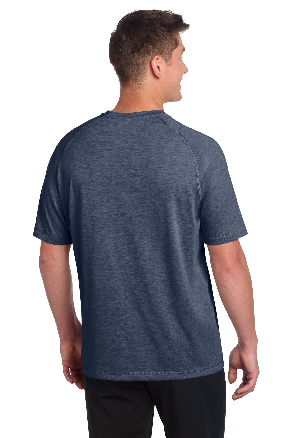 True Navy Hthr Sport-Tek PosiCharge Tri-Blend Wicking Raglan Tee. ST400