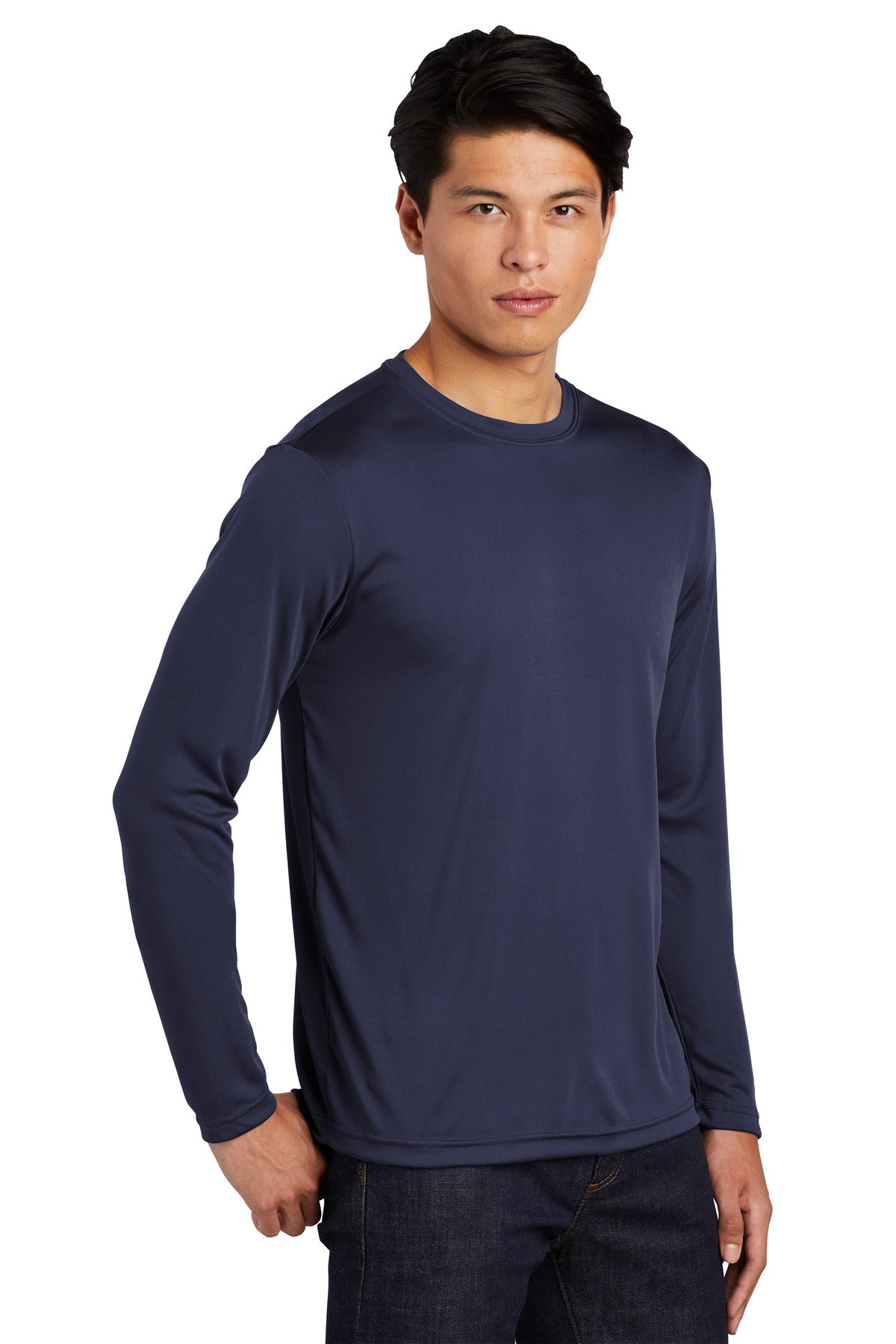 True Navy Sport-Tek Long Sleeve PosiCharge Competitor Tee. ST350LS