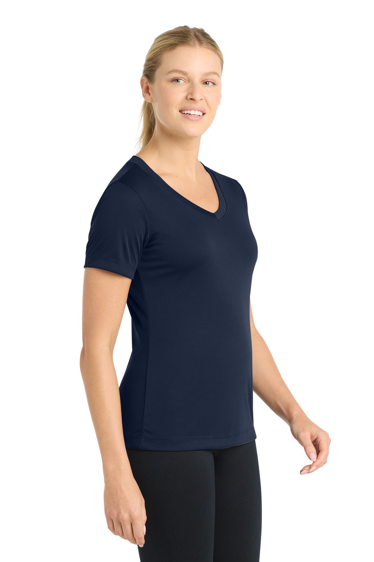 True Navy Sport-Tek Women's PosiCharge Competitor V-Neck Tee. LST353