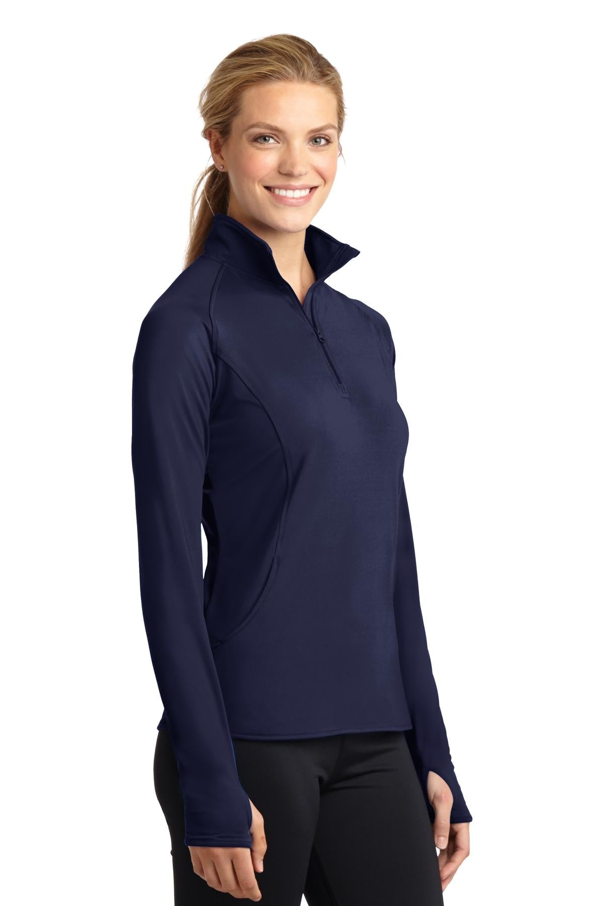 True Navy Sport-Tek Women's Sport-Wick Stretch 1/4-Zip Pullover. LST850