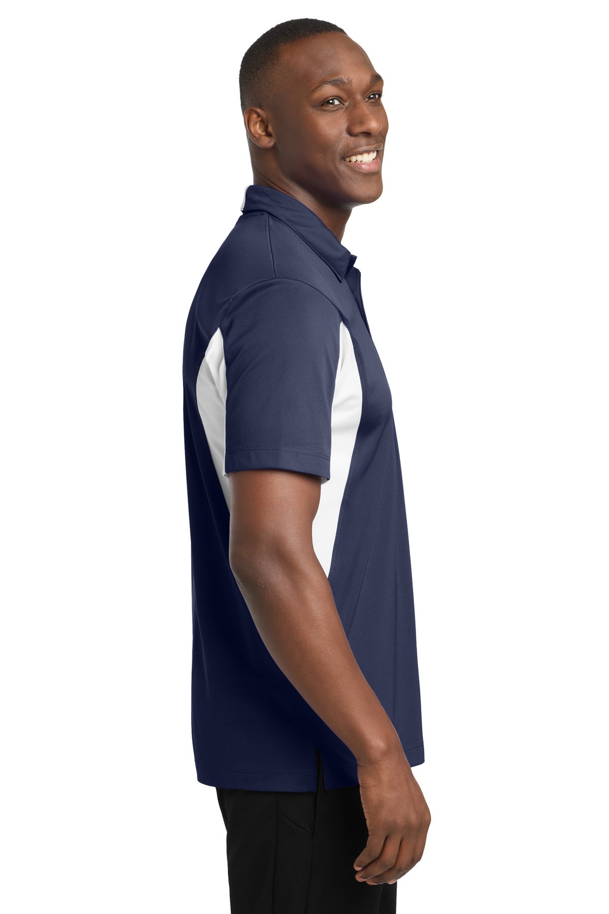 True Navy/Whit Sport-Tek Side Blocked Micropique Sport-Wick Polo. ST655