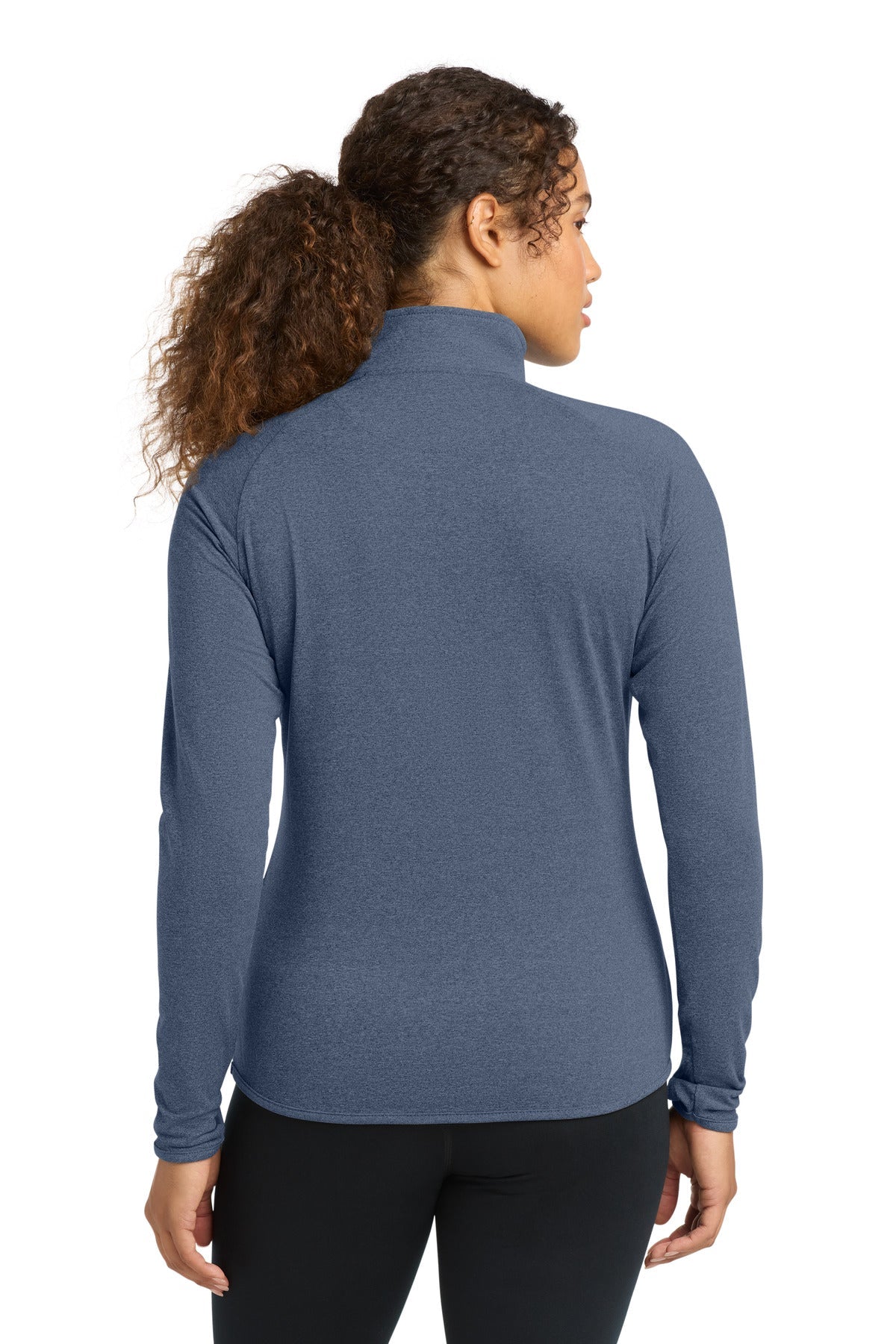 True Nvy Hthr Sport-Tek Women's Sport-Wick Stretch 1/4-Zip Pullover. LST850