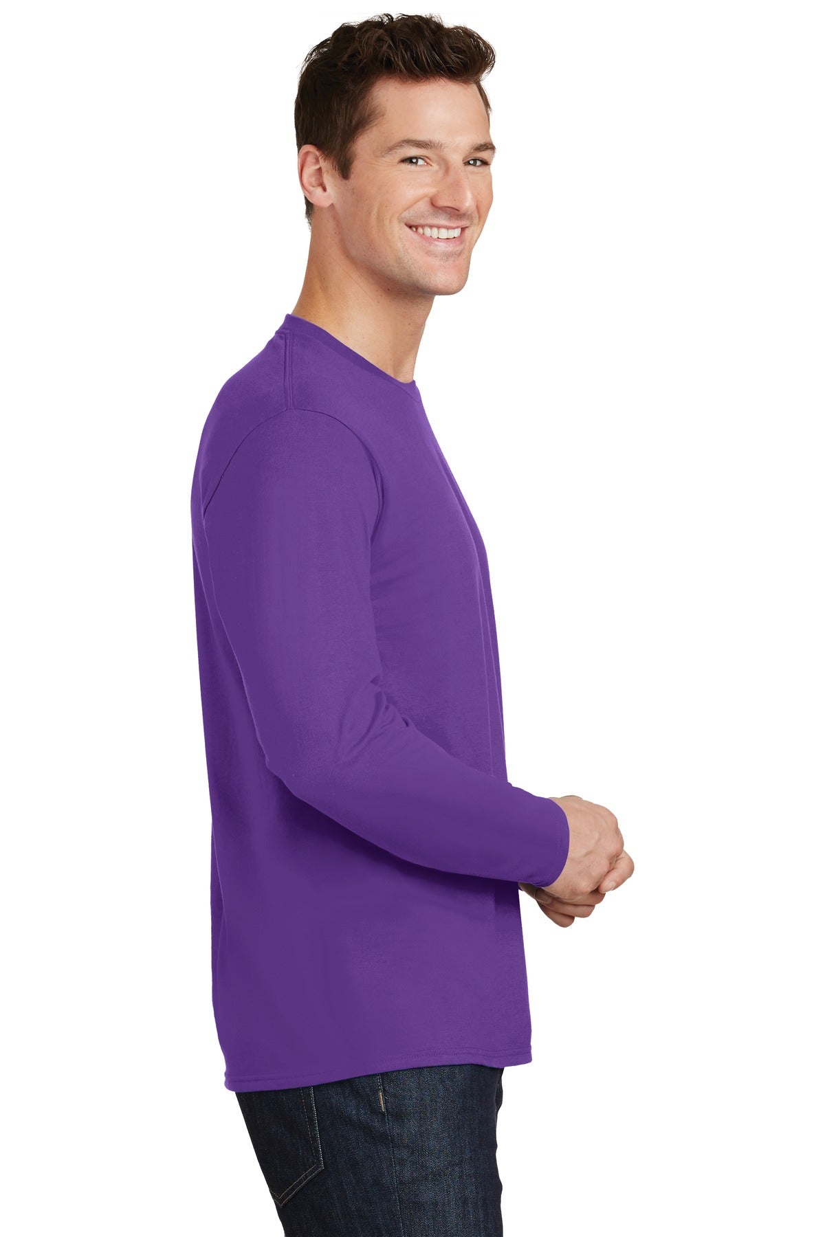 True Purple Port & Co Long Sleeve Fan Favorite Tee. PC450LS