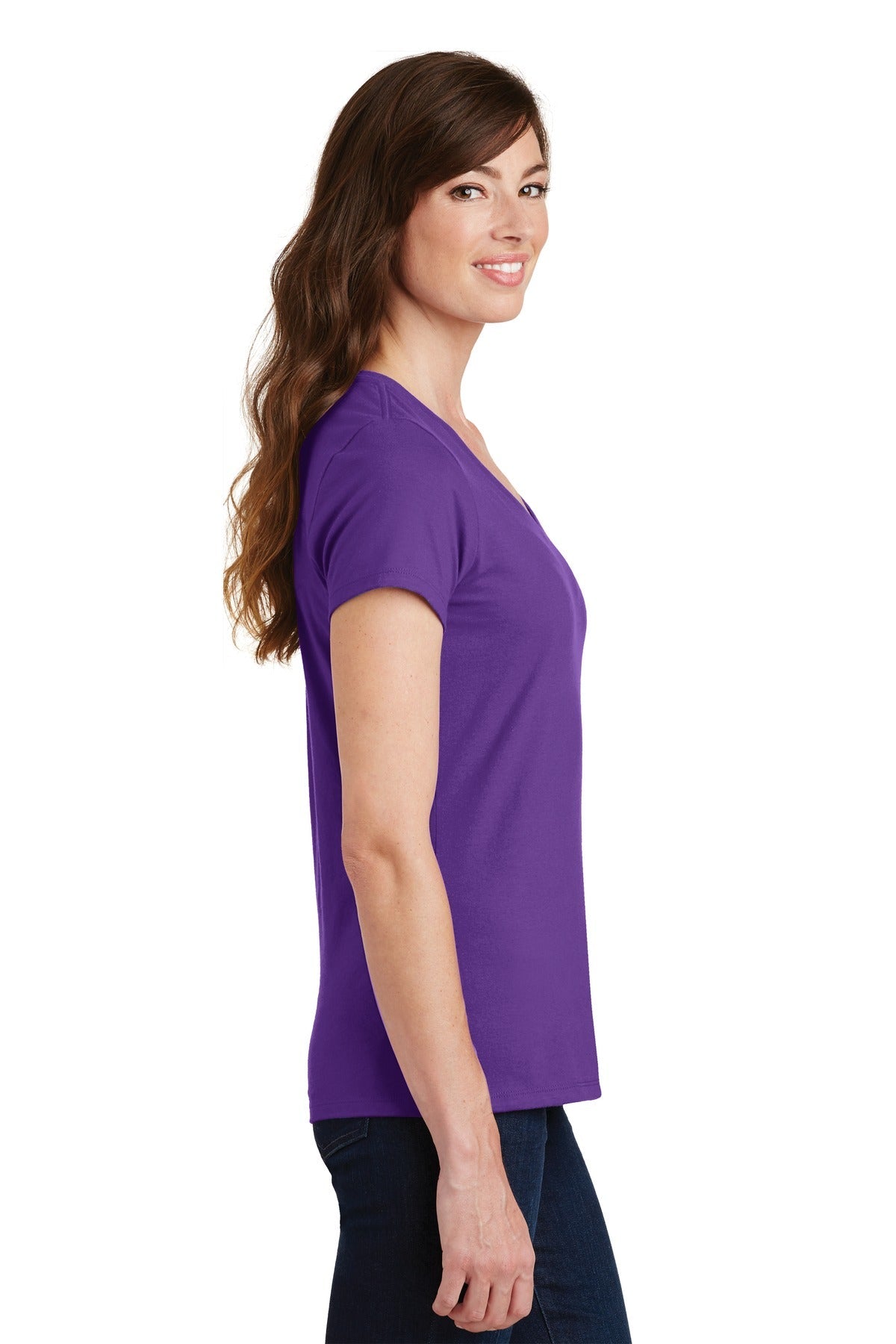 True Purple Port & Co Women's Fan Favorite V-Neck Tee. LPC450V