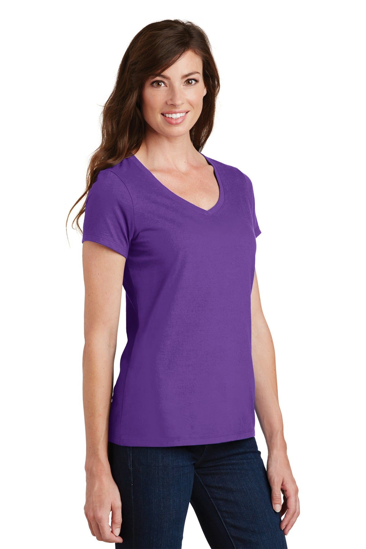 True Purple Port & Co Women's Fan Favorite V-Neck Tee. LPC450V