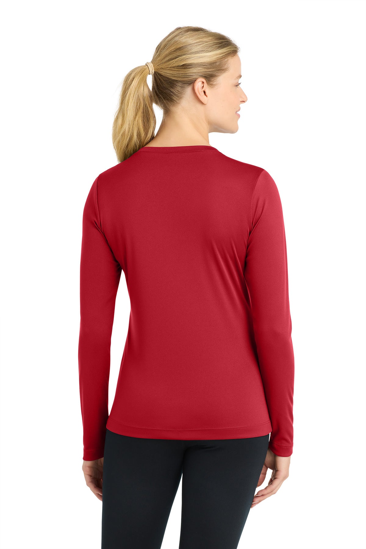 True Red Sport-Tek Women's Long Sleeve PosiCharge Competitor V-Neck Tee. LST353LS