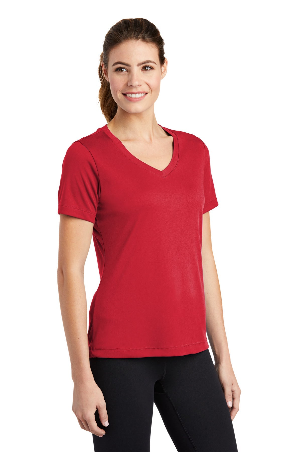 True Red Sport-Tek Women's PosiCharge Competitor V-Neck Tee. LST353