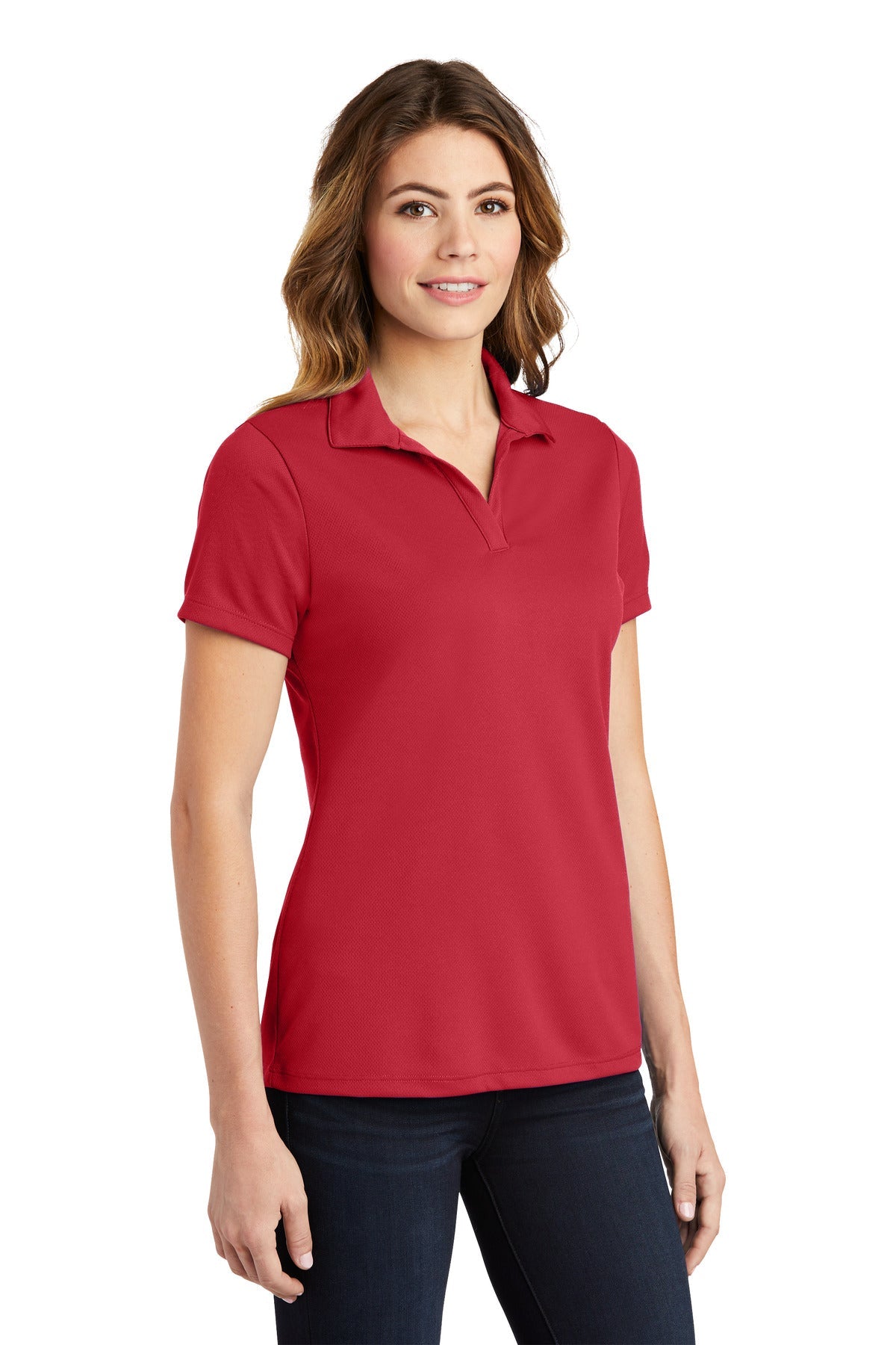True Red Sport-Tek Women's PosiCharge RacerMesh Polo. LST640
