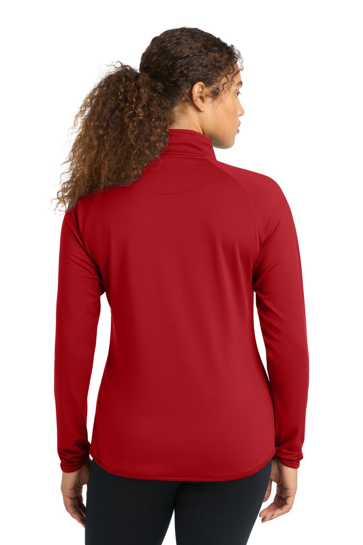 True Red Sport-Tek Women's Sport-Wick Stretch 1/4-Zip Pullover. LST850