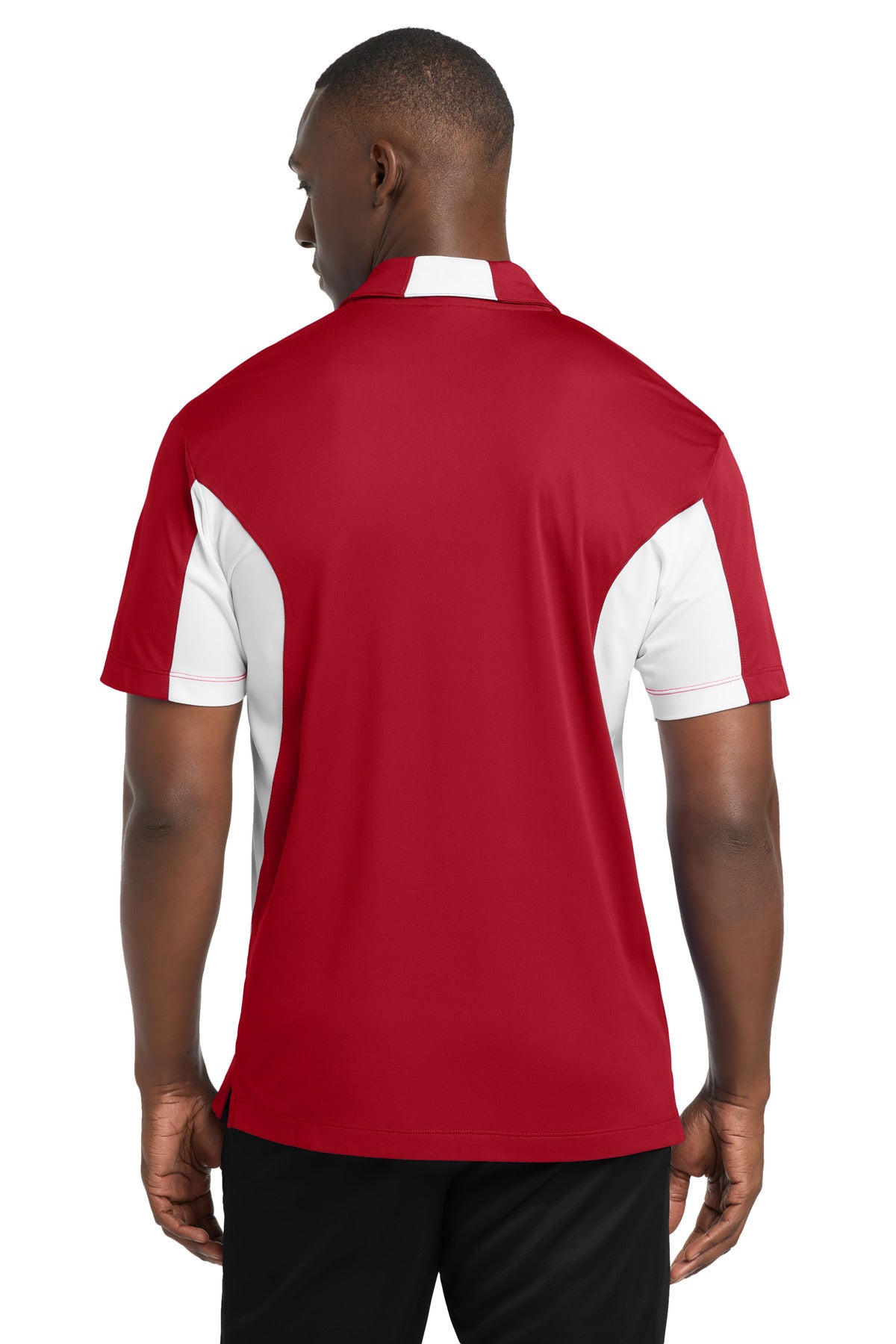 True Red/White Sport-Tek Side Blocked Micropique Sport-Wick Polo. ST655