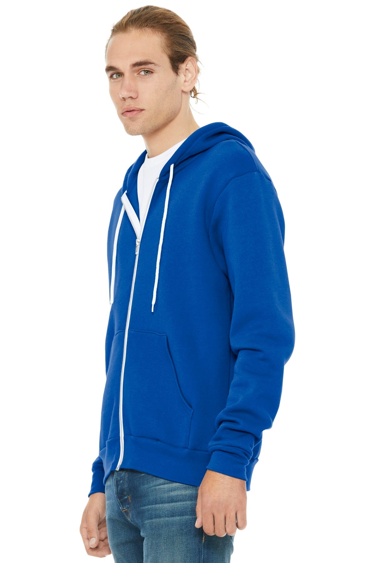 True Royal BELLA+CANVAS Unisex Sponge Fleece Full-Zip Hoodie. BC3739