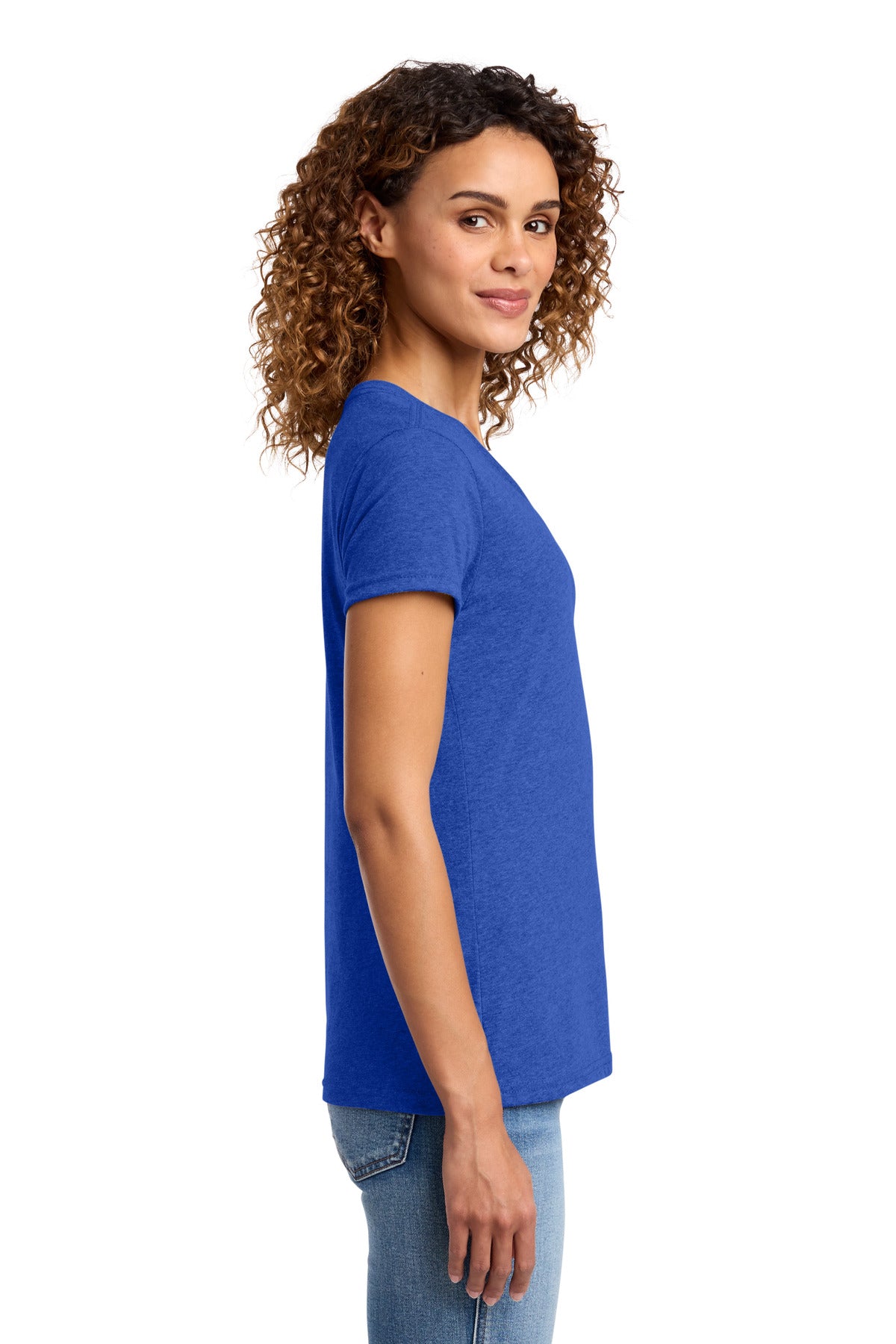 True Royal Hth Port & Co Women's Fan Favorite Blend V-Neck Tee. LPC455V