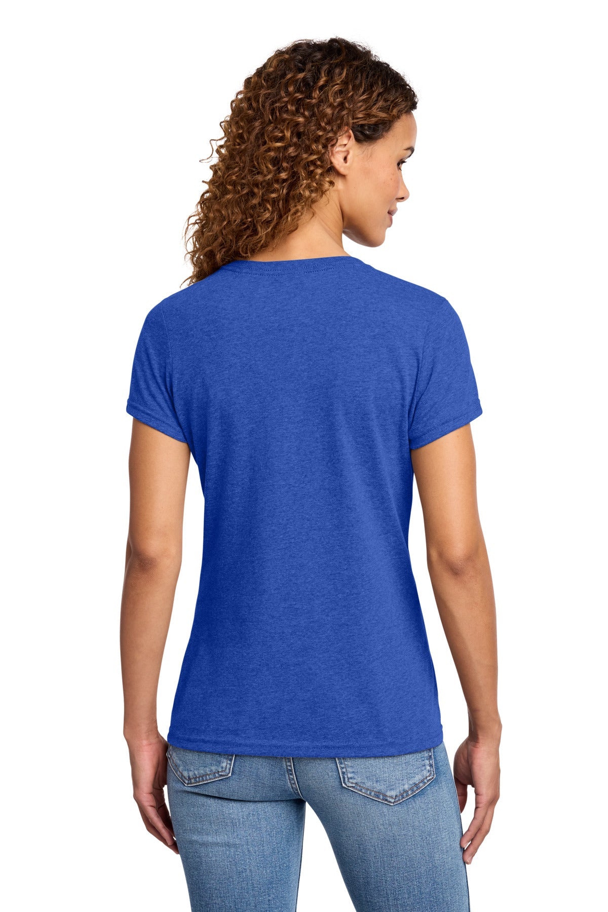 True Royal Hth Port & Co Women's Fan Favorite Blend V-Neck Tee. LPC455V