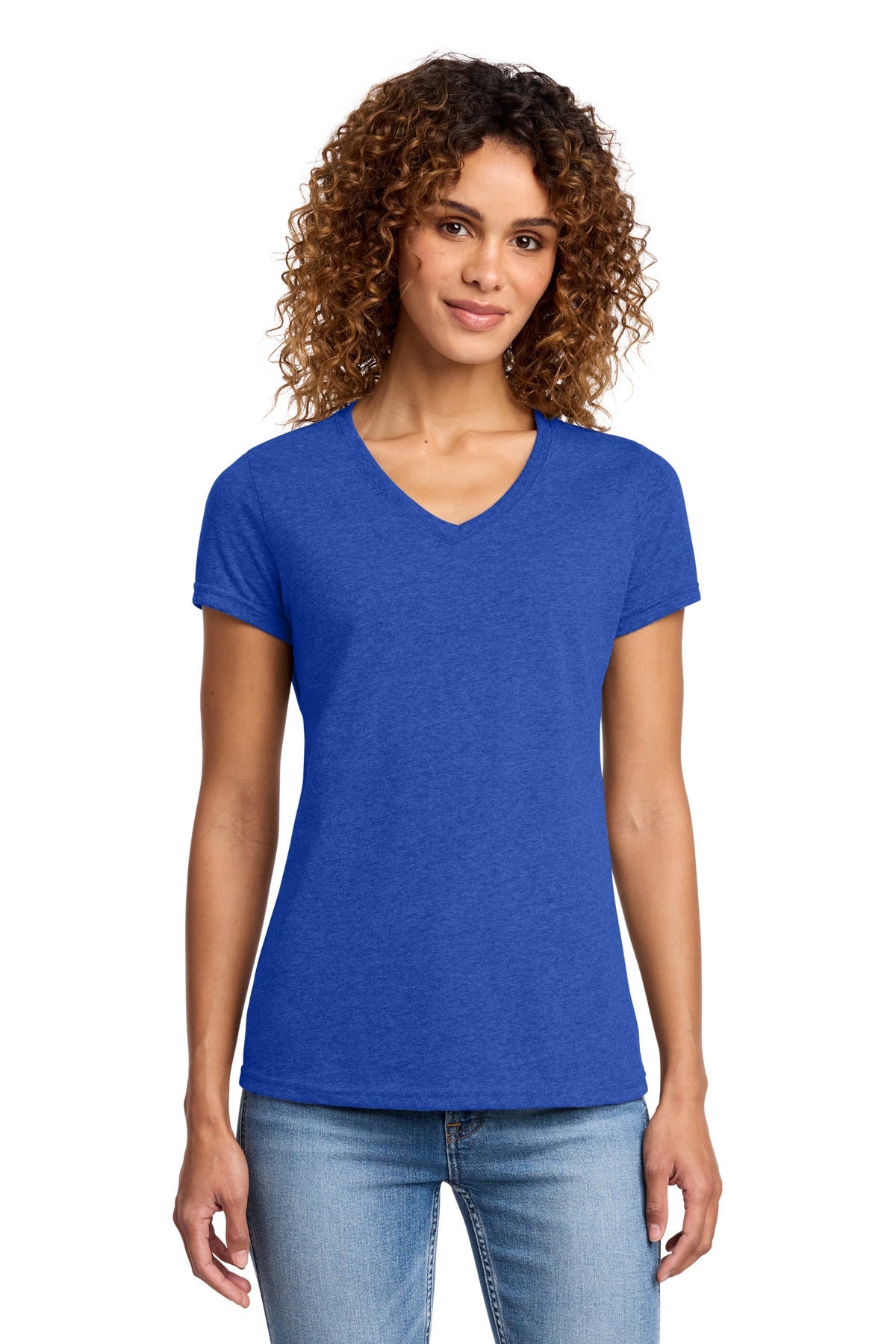 True Royal Hth Port & Co Women's Fan Favorite Blend V-Neck Tee. LPC455V
