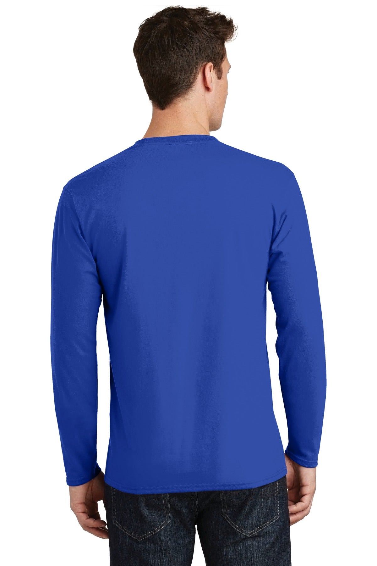 True Royal Port & Co Long Sleeve Fan Favorite Tee. PC450LS