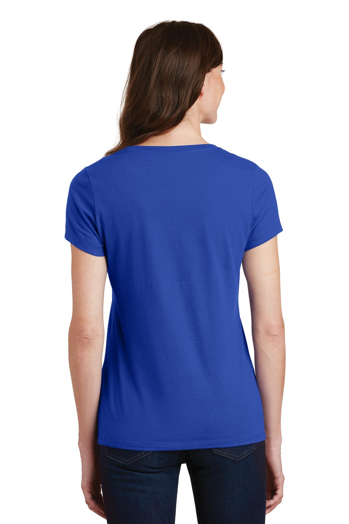 True Royal Port & Co Women's Fan Favorite V-Neck Tee. LPC450V