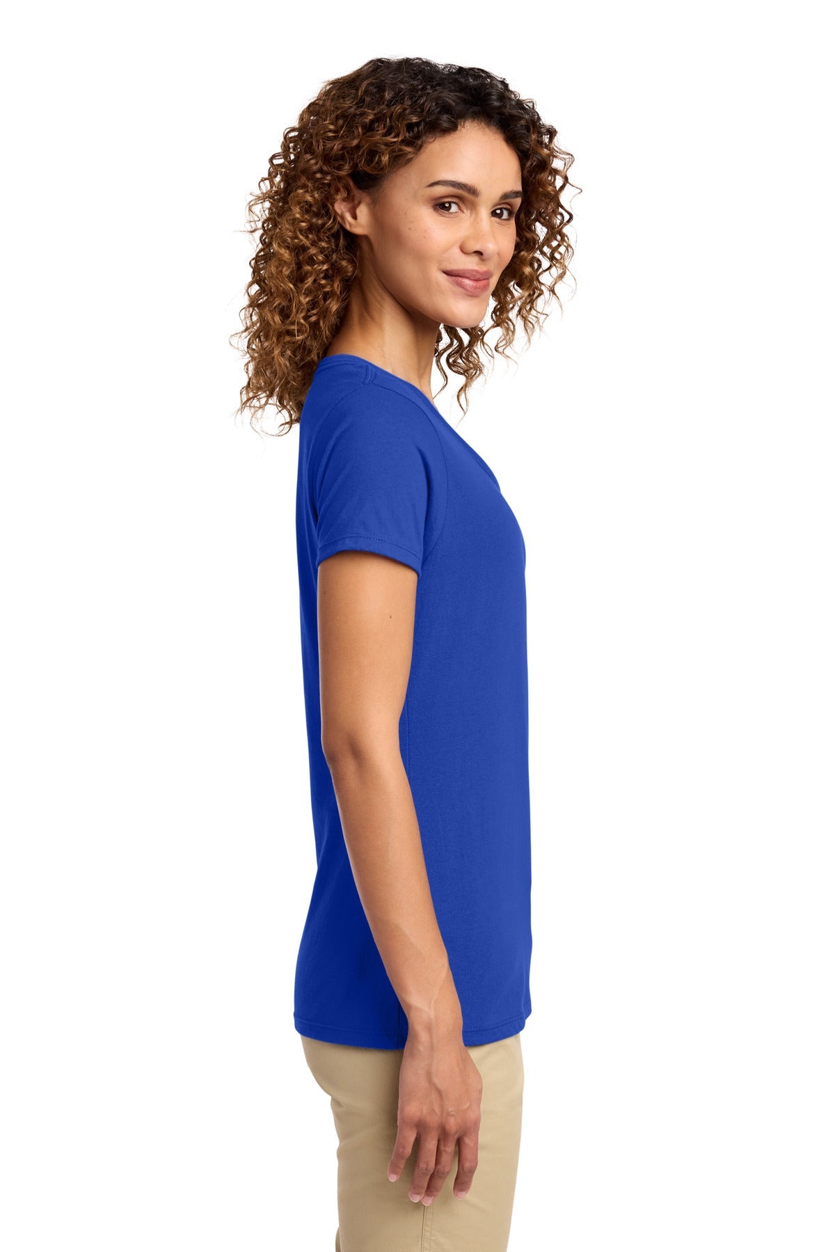 True Royal Port & Co Women's Fan Favorite V-Neck Tee. LPC450V