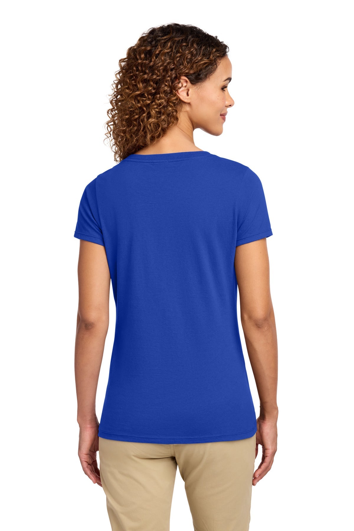 True Royal Port & Co Women's Fan Favorite V-Neck Tee. LPC450V