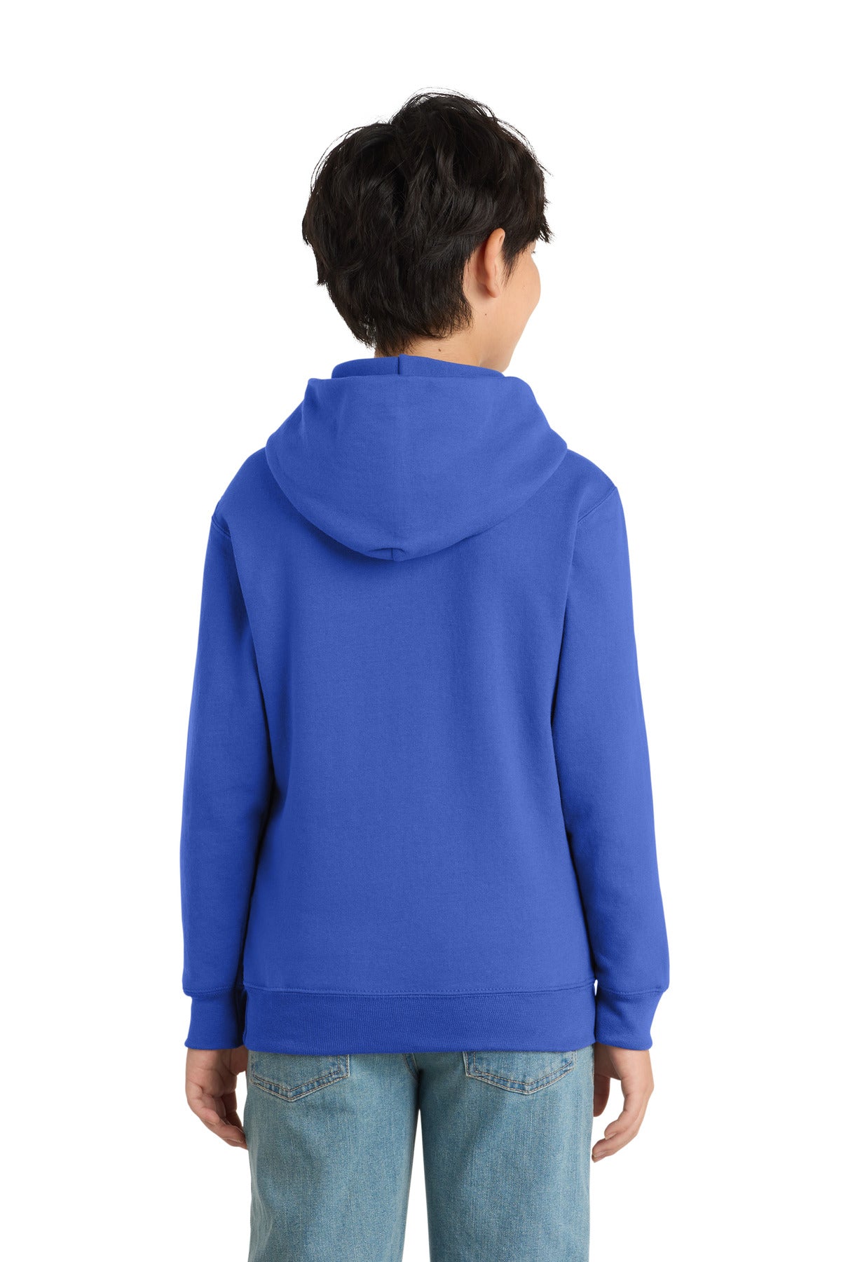 True Royal Port & Co Youth Core Fleece Pullover Hooded Sweatshirt. PC90YH