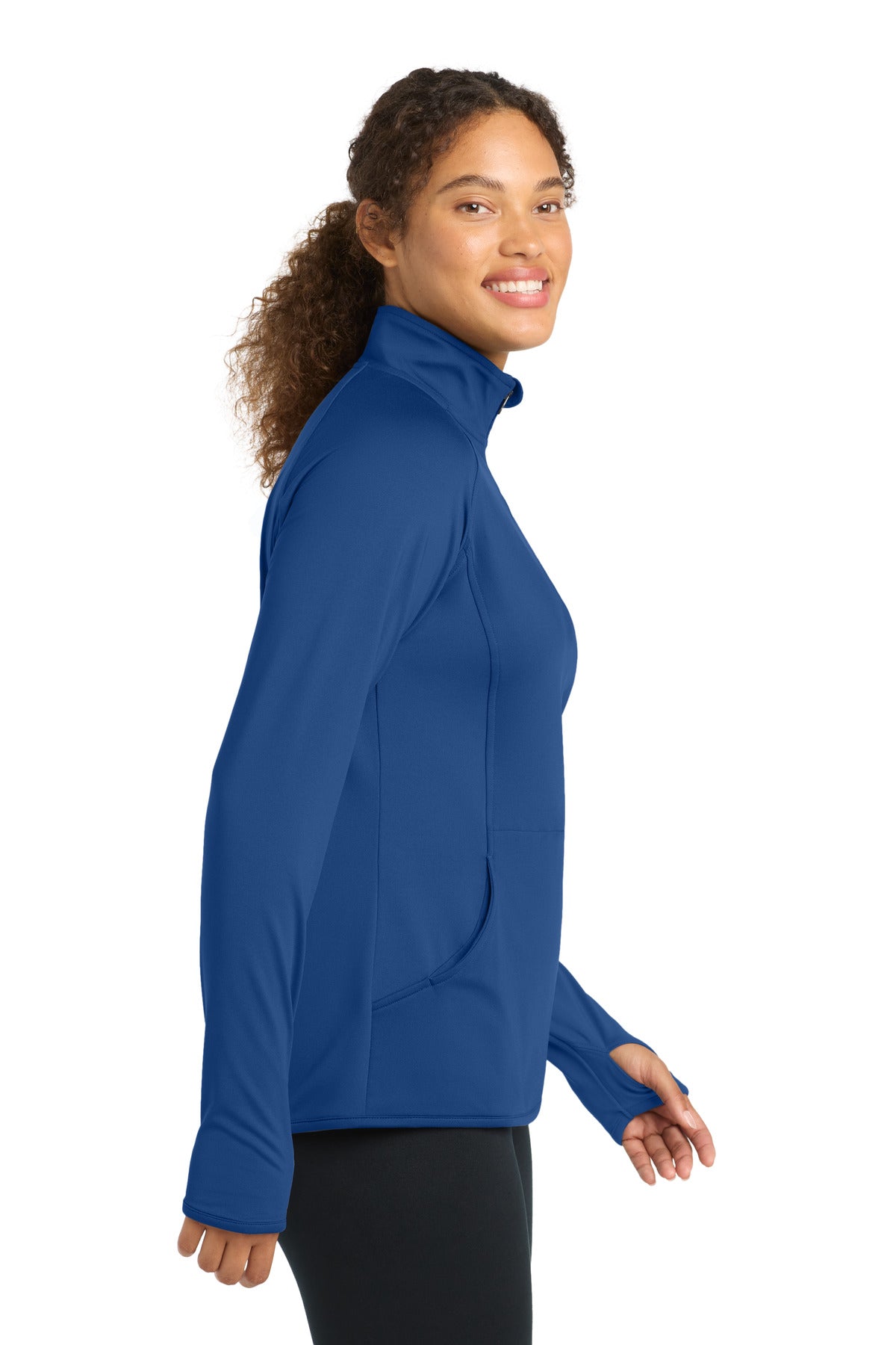 True Royal Sport-Tek Women's Sport-Wick Stretch 1/4-Zip Pullover. LST850