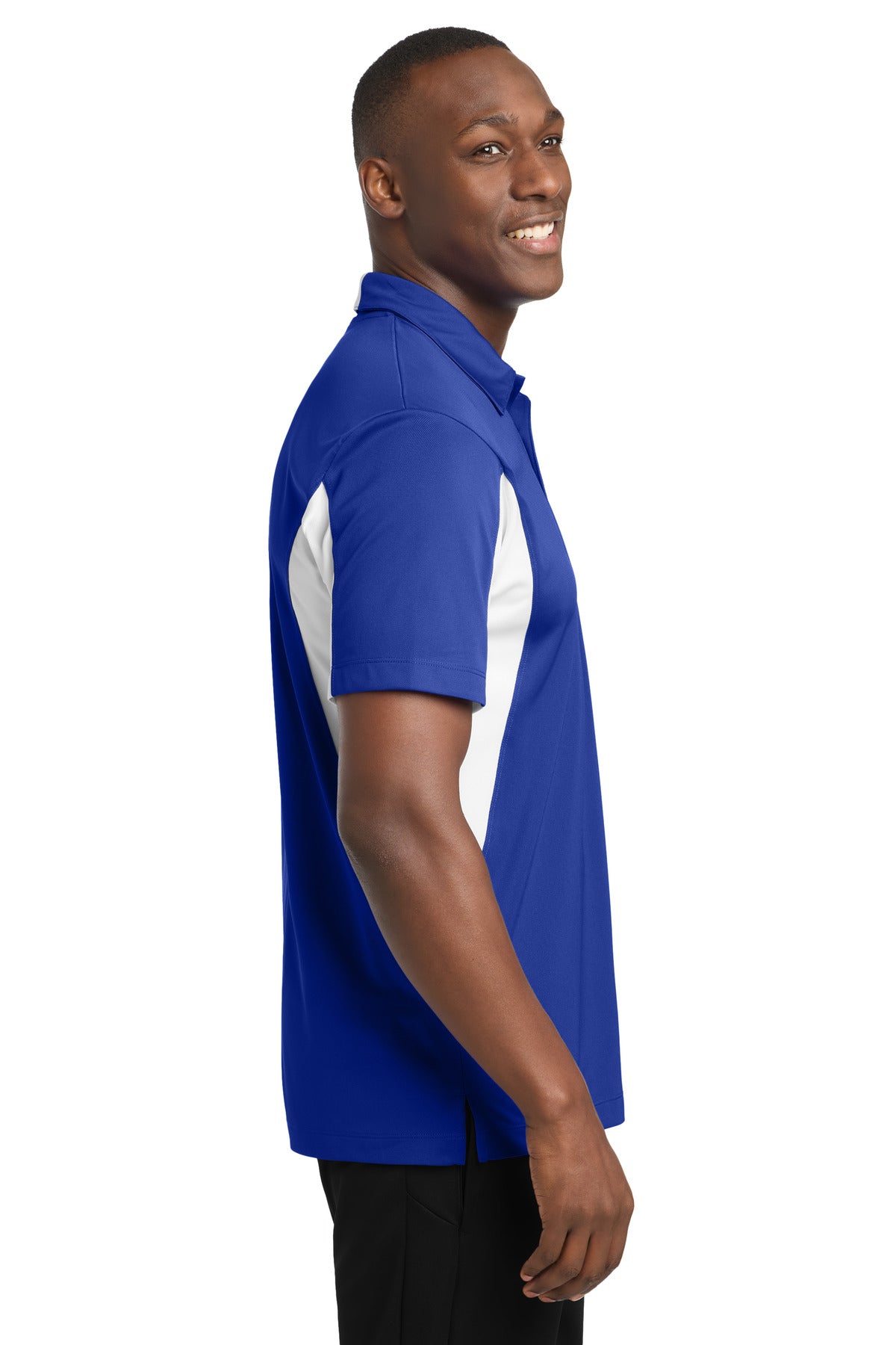 True Royal/Wht Sport-Tek Side Blocked Micropique Sport-Wick Polo. ST655