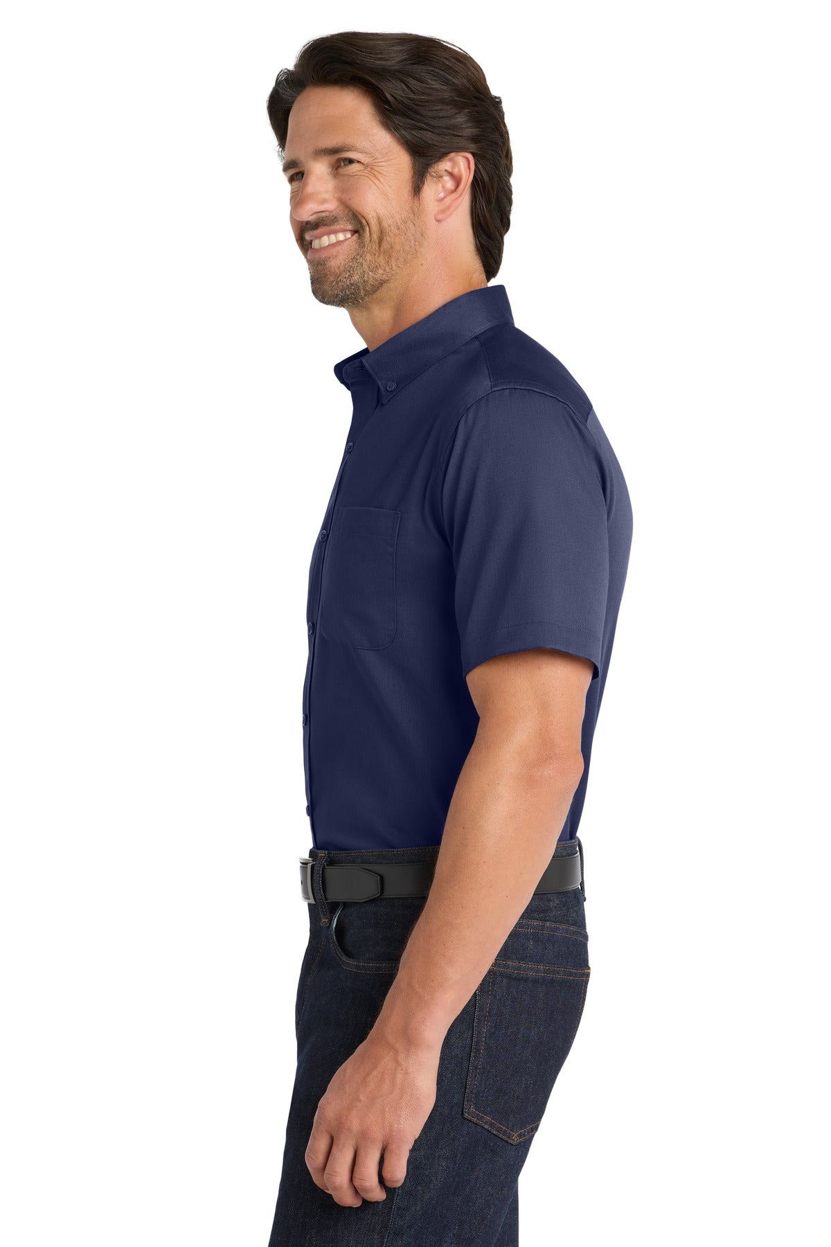 TrueNavy Port Authority Short Sleeve SuperPro React Twill Shirt. W809