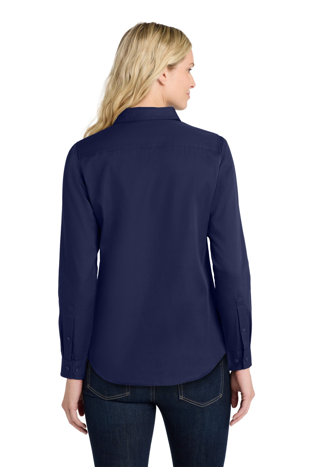 TrueNavy Port Authority Women's Long Sleeve SuperPro React Twill Shirt. LW808