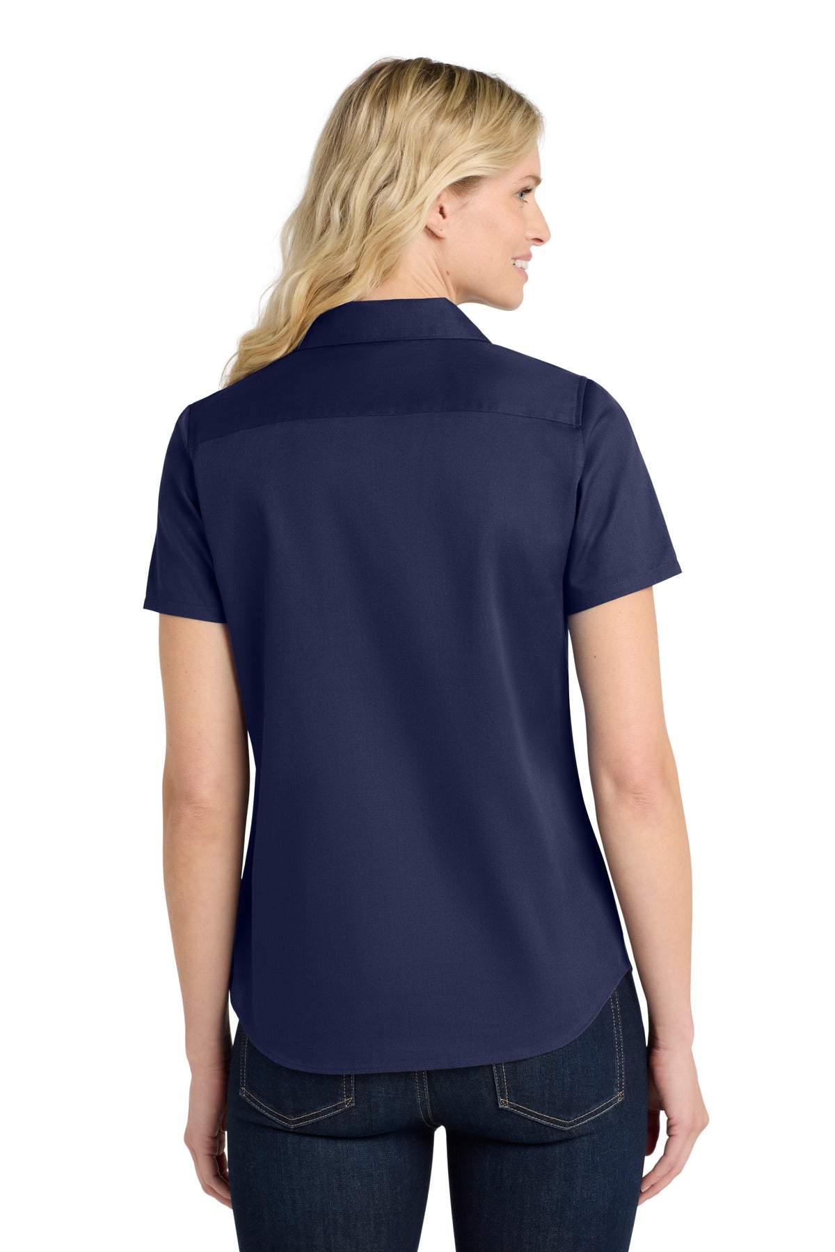 TrueNavy Port Authority Women's Short Sleeve SuperPro React Twill Shirt. LW809