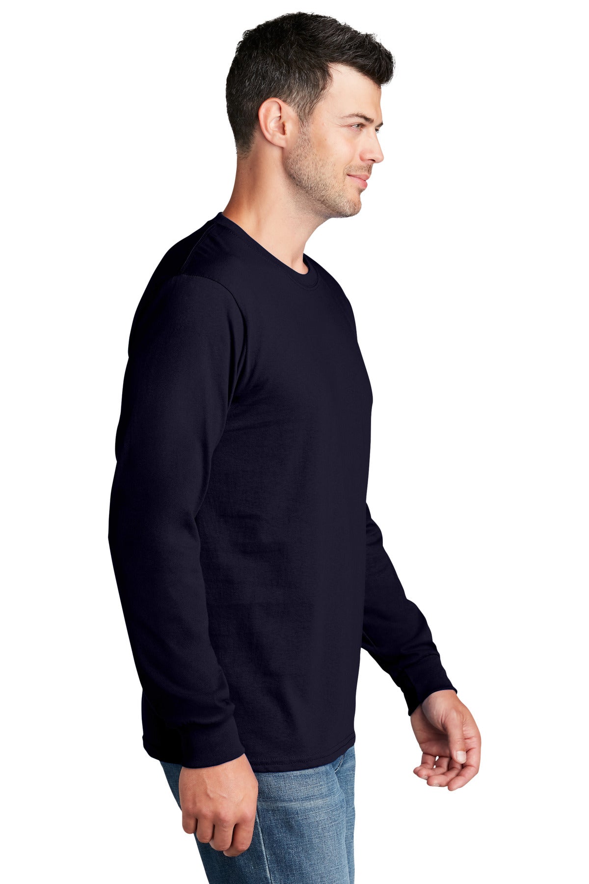 TrueNavy Port & Co Long Sleeve Core Cotton Tee. PC54LS