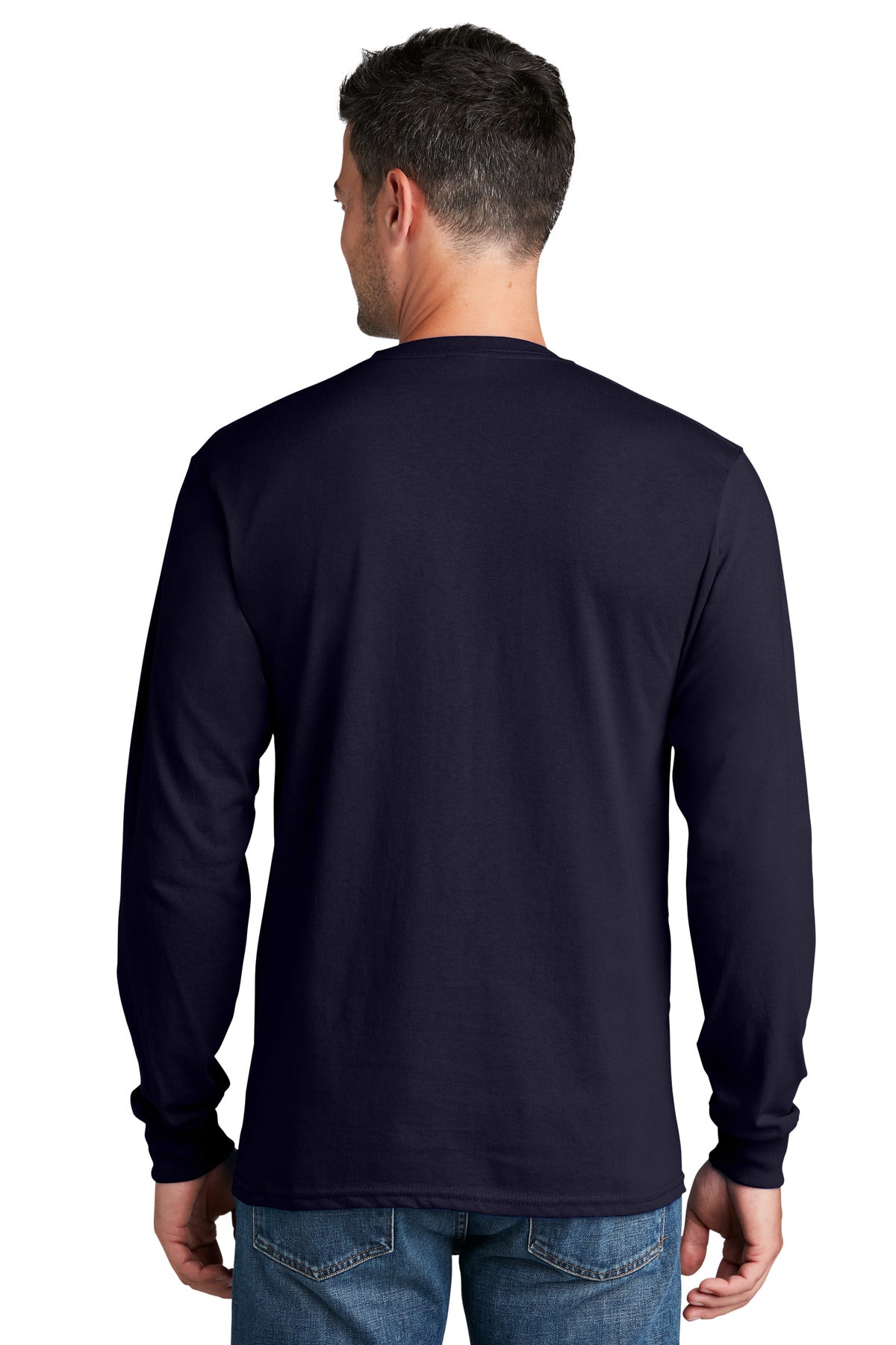 TrueNavy Port & Co Long Sleeve Core Cotton Tee. PC54LS