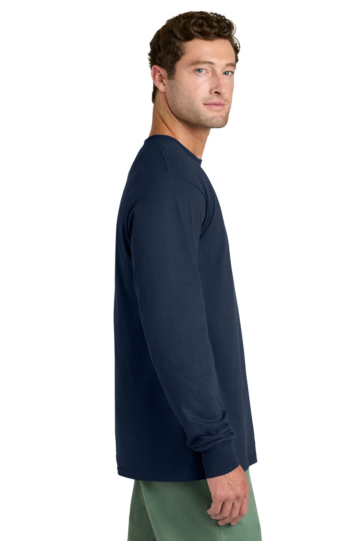TrueNavy Port & Co Long Sleeve Core Cotton Tee. PC54LS