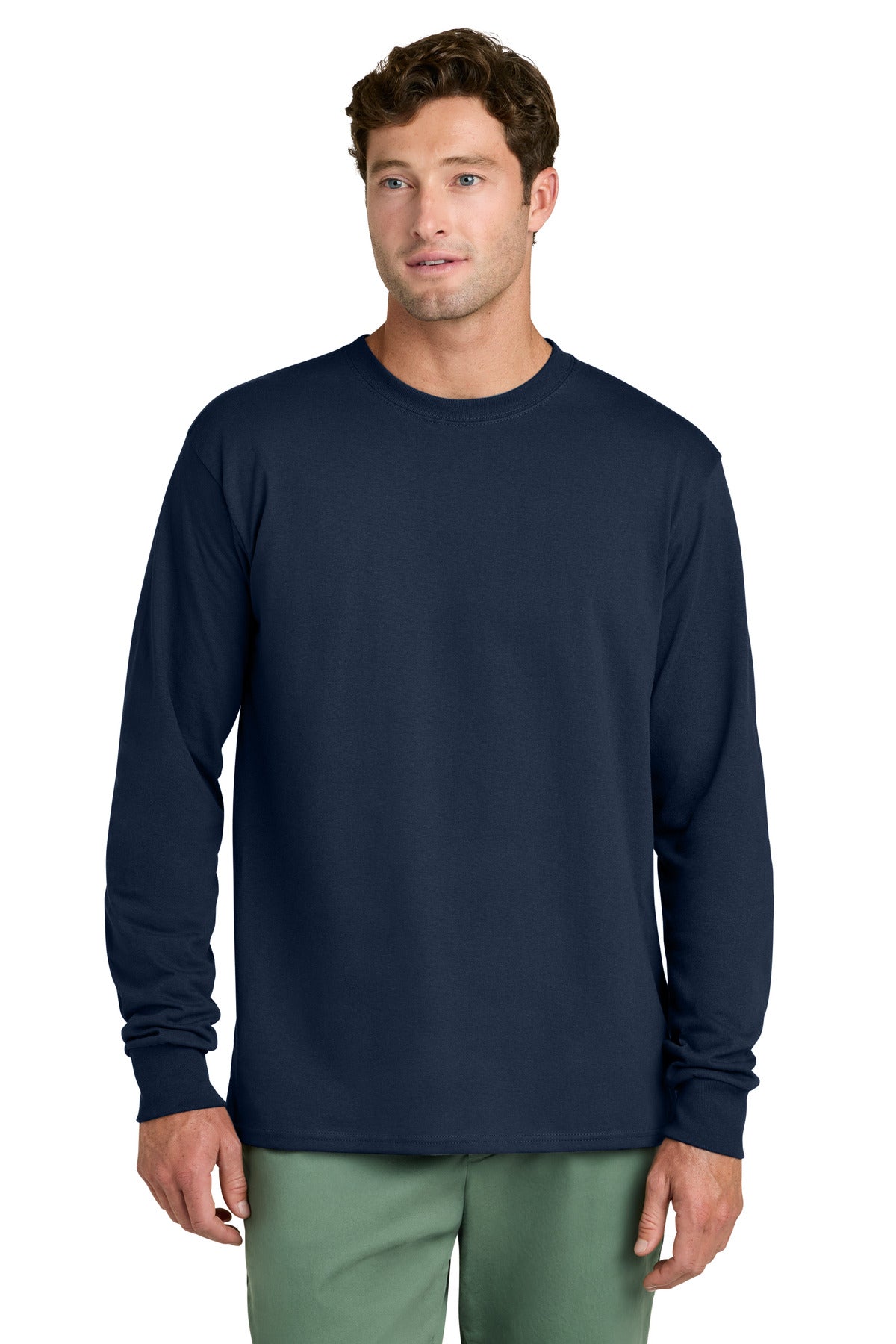 TrueNavy Port & Co Long Sleeve Core Cotton Tee. PC54LS