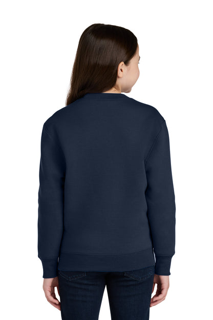 TrueNavy Port & Co Youth Core Fleece Crewneck Pocket Sweatshirt PC78YPKT