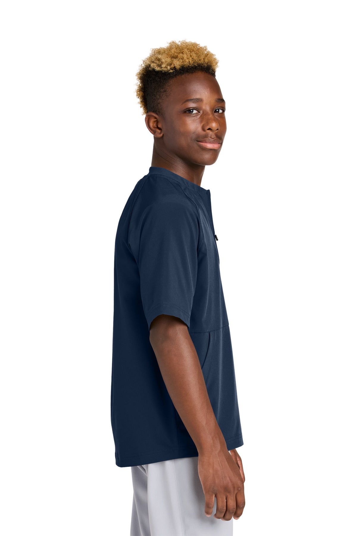 TrueNavy Sport-Tek Youth Repeat 1/2-Zip Short Sleeve Jacket YJST489