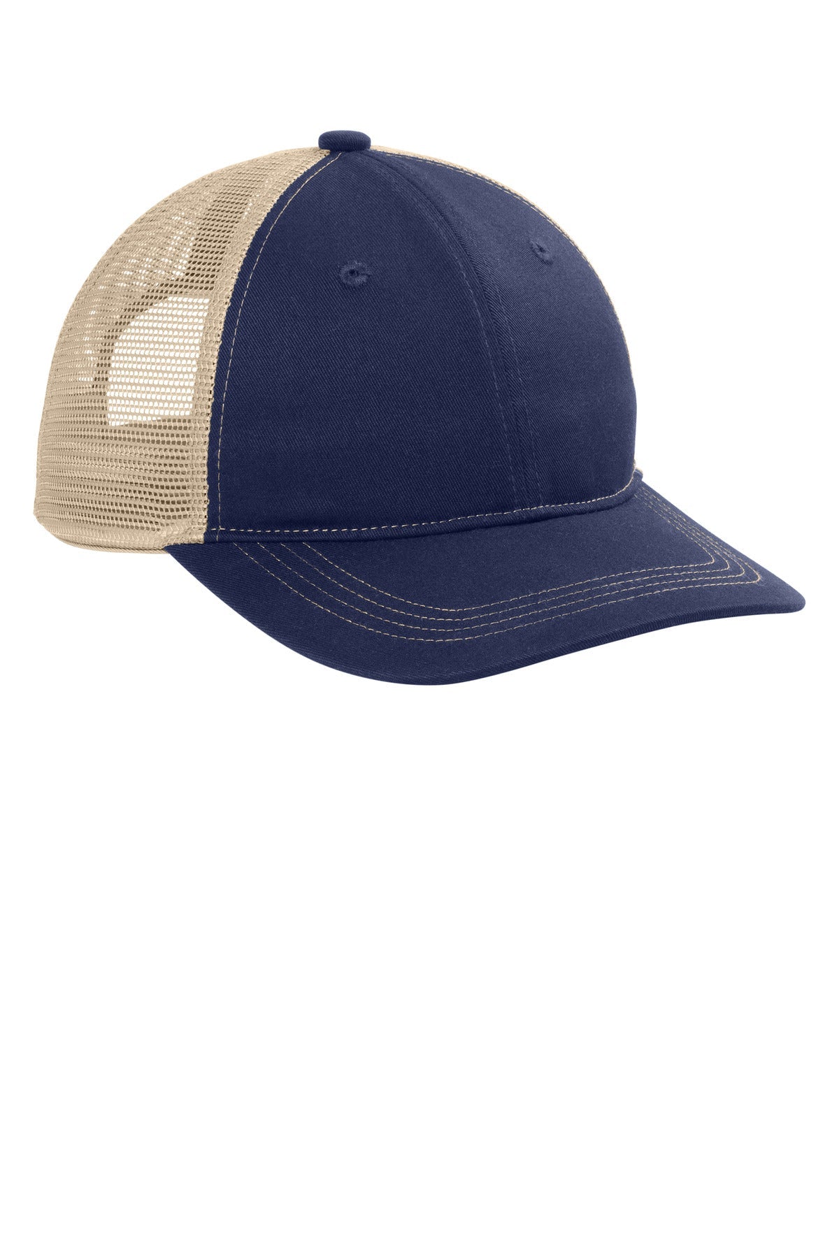 TrueNv/Tan Port Authority Unstructured Snapback Trucker Cap C409