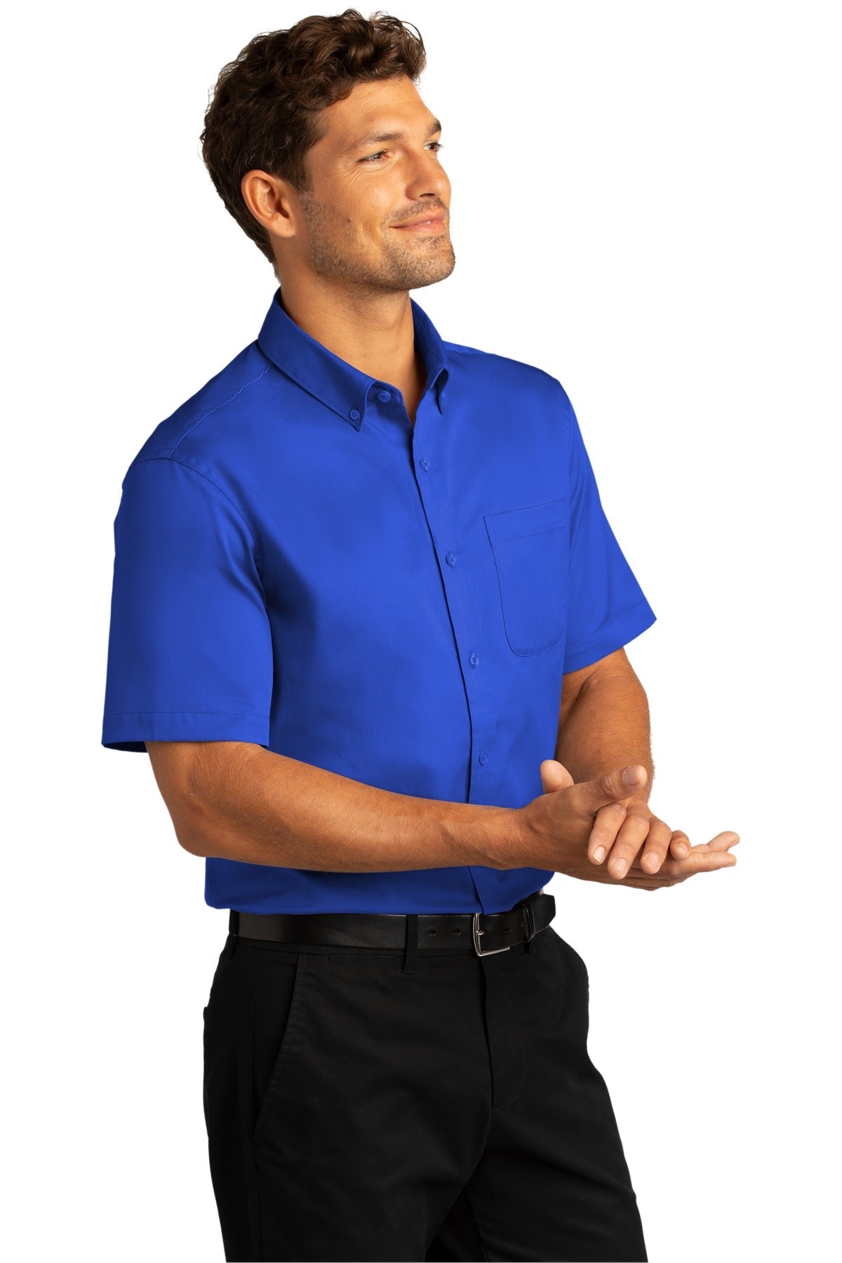 TrueRoyal Port Authority Short Sleeve SuperPro React Twill Shirt. W809