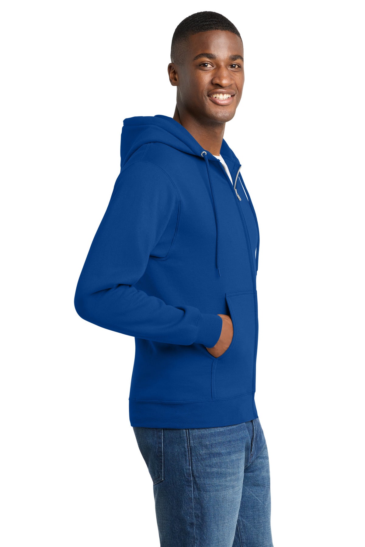TrueRoyal Port & Co Core Fleece Full-Zip Hooded Sweatshirt. PC78ZH