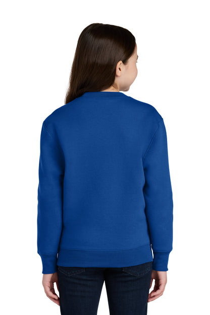 TrueRoyal Port & Co Youth Core Fleece Crewneck Pocket Sweatshirt PC78YPKT